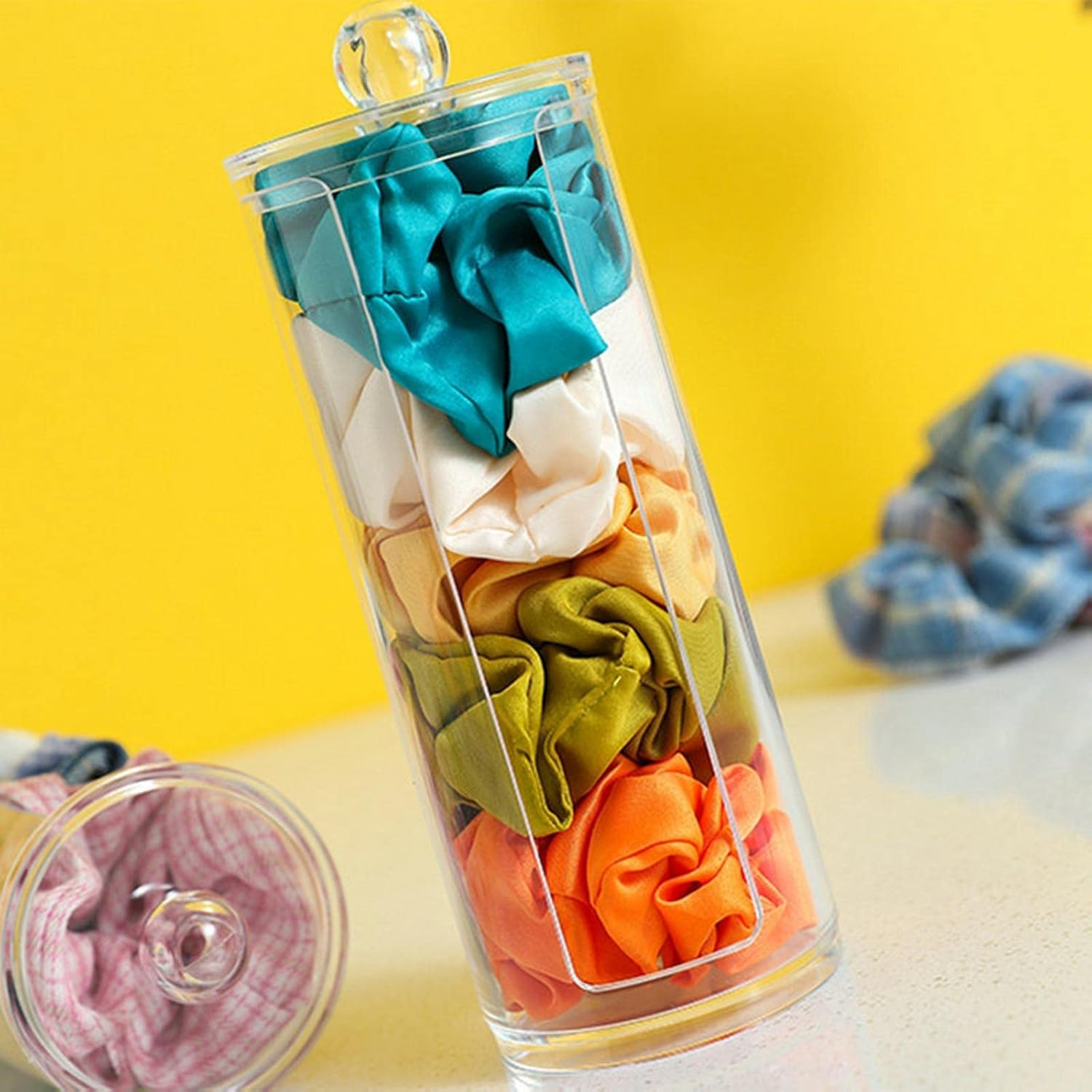 Colaxi Acrylic Scrunchie Holder Stand Organizer with Lid Women Girl Accessories, 2 Packs