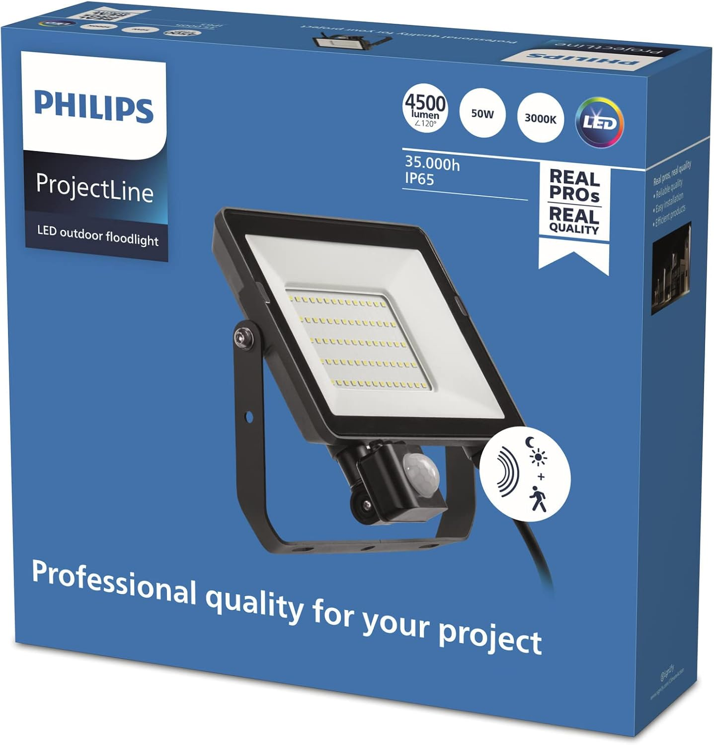 Philips Projectline Floodlight 50W 3000K Black with Sensor image number 3