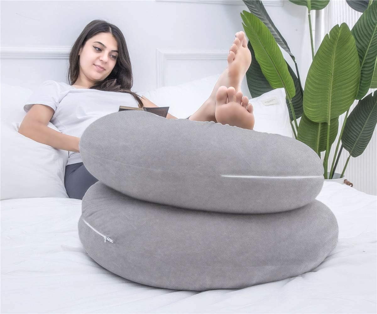 Pregnancy Pillow, C Shaped Full Body Pillow for Maternity Support, Pregnant Women Sleeping Pillow with Velvet Cover (Dark Grey) - Green image number 3