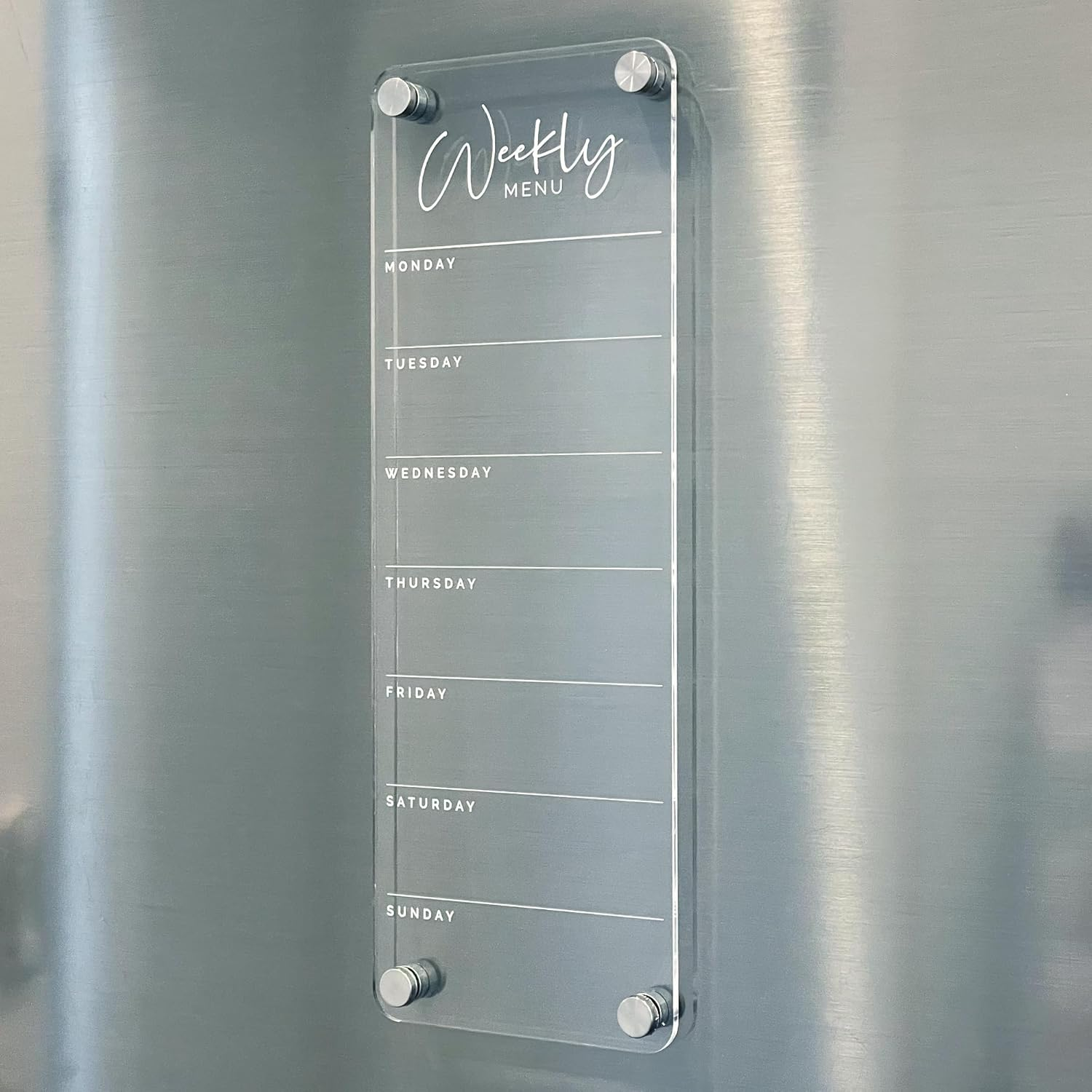 Weekly Menu Fridge Whiteboard Planner &ndash; 30Cm X 10.5Cm Magnetic Acrylic Meal Planner &ndash; Clear Dry Erase List Board for Kitchen &ndash; Includes Chalk Pen & Magnetic Pen Holder image number 3