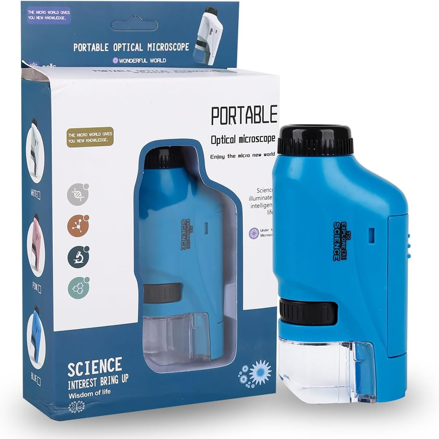 60-120X Zoom Kids Portable Microscope Pocket Handheld Mini Microscope with LED Light High Definition for Students Microbiological Observation Preschool Home Study Educational Toys（Pink）