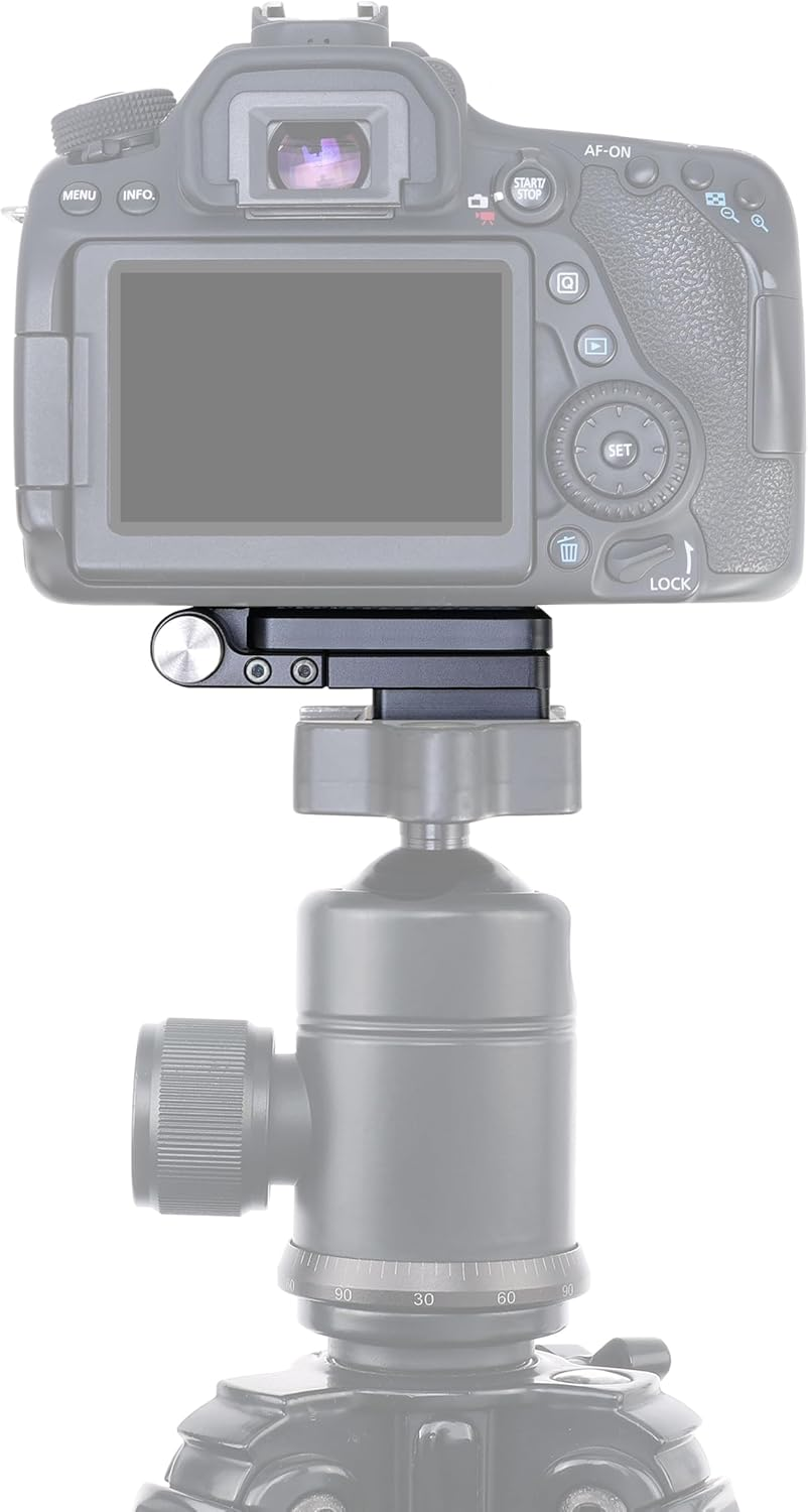 FOTGA Foldable L-Shaped Quick Release Plate, Universal Vertical/Horizontal Recording Camera L Bracket, 90&deg; Adjustable Aluminium Tripod Plate with Arca & 1/4" 3/8" Thread (110G, 3Kg Load Capacity) image number 5