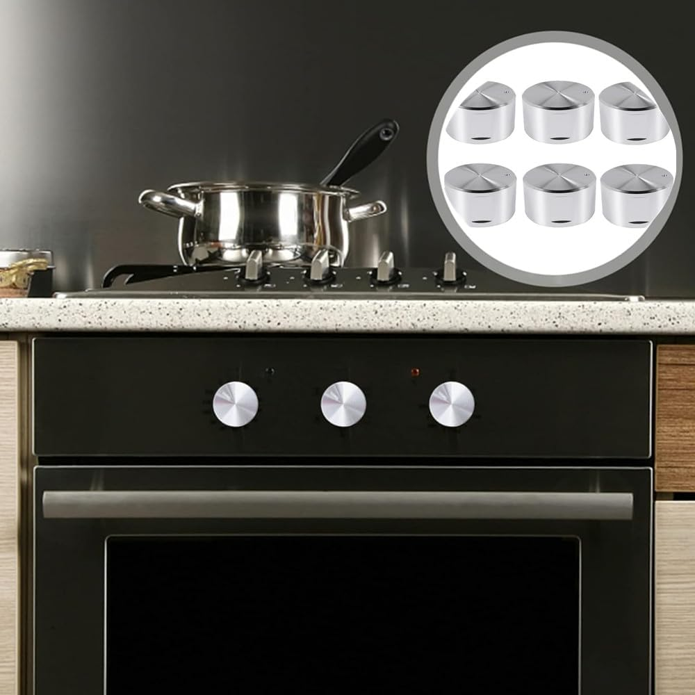 Metal Gas Stove Knobs,6 Pcs Gas Stove Knobs 6Mm Cooker Control Range Oven Knob Burner Knob Gas Hob Switch Replacement Parts image number 4