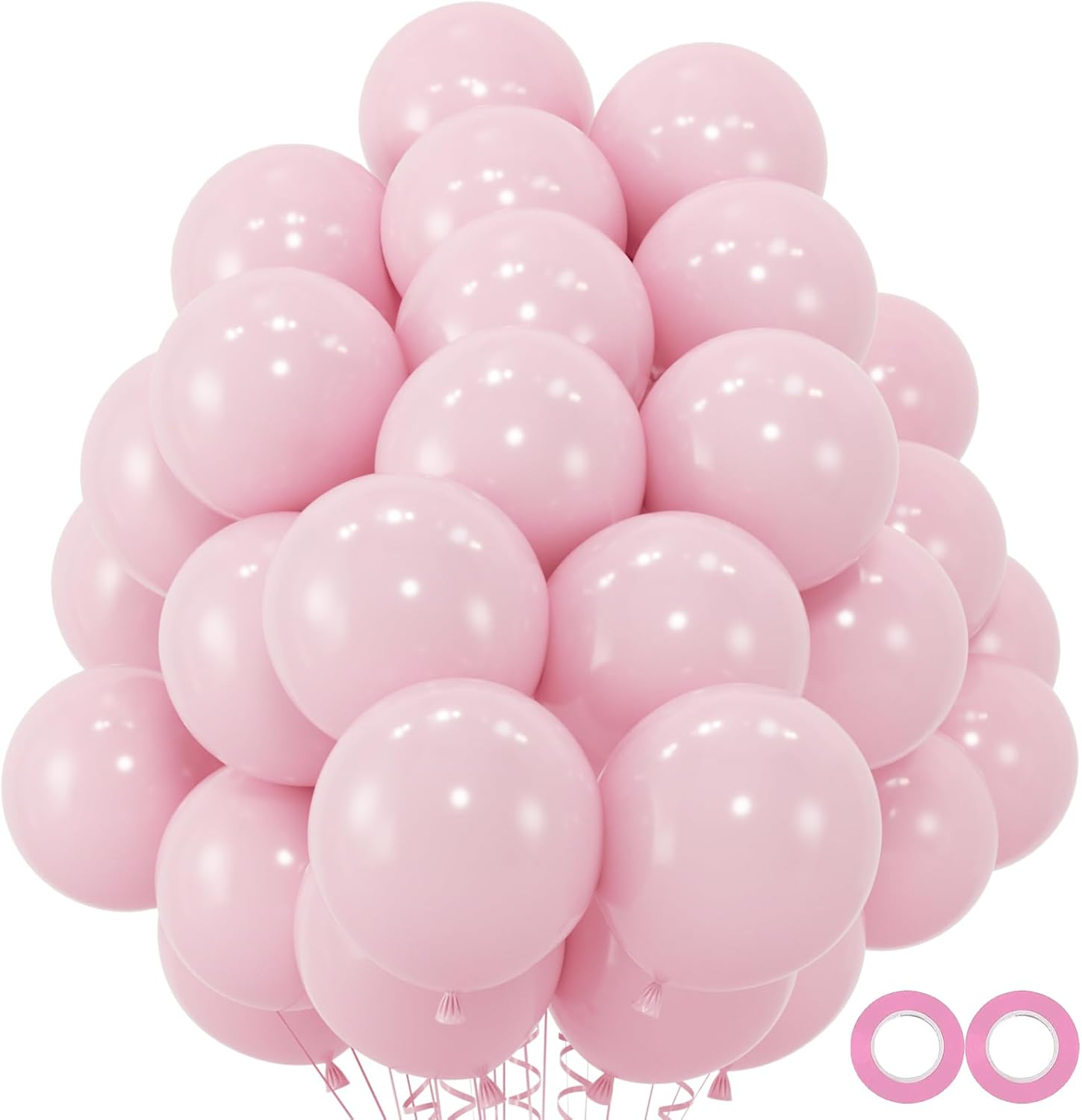 110Pcs Light Pink Balloons, 12Inch Pink Latex Party Balloons, Helium Quality for Birthday Gender Reveal Wedding Baby Shower Party Decorations(With 2 Pink Balloons)