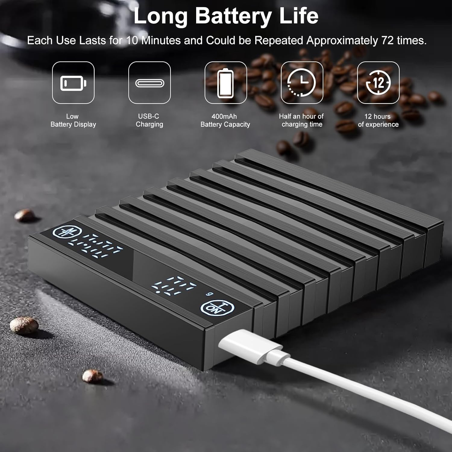 HUAJUN Coffee Scale with Timer, 2Kg/0.1G High Precision Kitchen Scale for Espresso and Pour-Over Coffee, Rechargeable Digital Kitchen Food Scale with Auto Tare, Touch Sensor and Brew Ratio Display image number 6