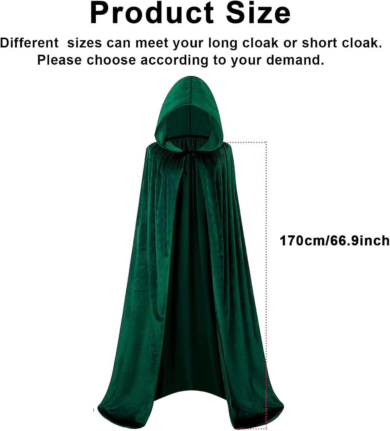Halloween Vampire Cloak,Reverse Medieval Hooded Cloak Cape with Collar Reversible Cape Magician Costume Fancy Dress Outfit image number 4