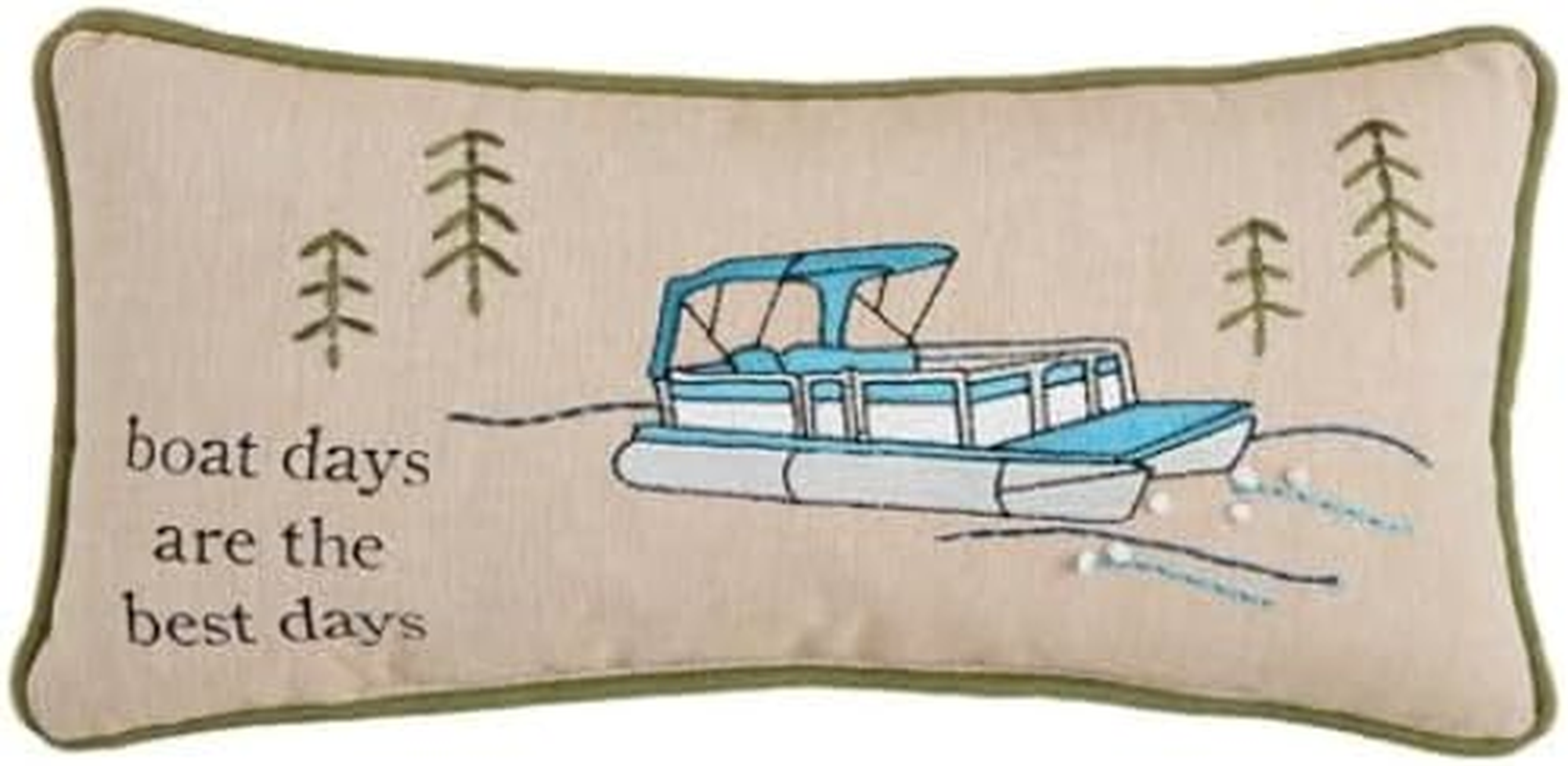 Mud Pie Boat Days Embroidered Pillow
