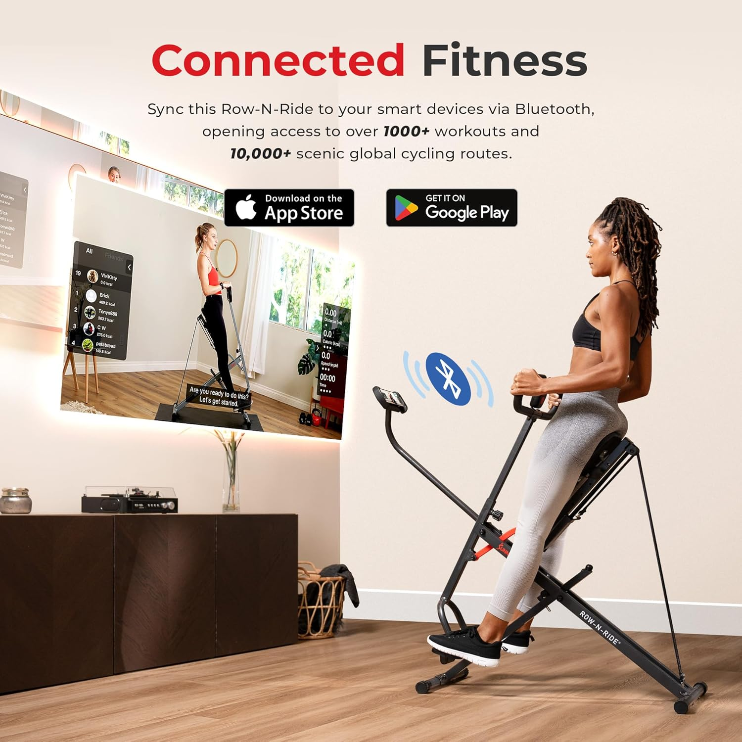 Sunny Health & Fitness Row-N-Ride Squat Assist Trainer for Glutes Workout with Adjustable Resistance, Easy Setup & Foldable Exercise Equipment, Glute & Leg Exercise Machine image number 2