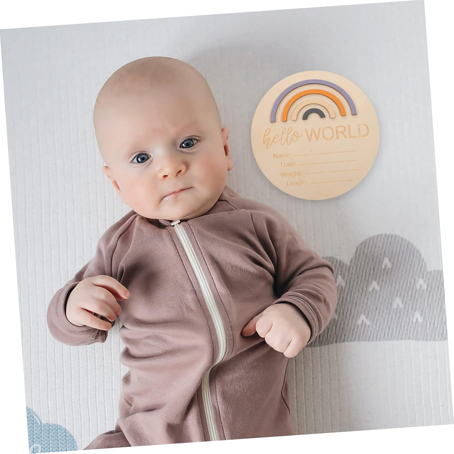 Wooden Baby Milestone Circle Cards, Newborn Monthly Milestone Signs for Nursery, Rainbow Photo Props for Baby Announcement, 15X15Cm Natural Wood Board for Infant