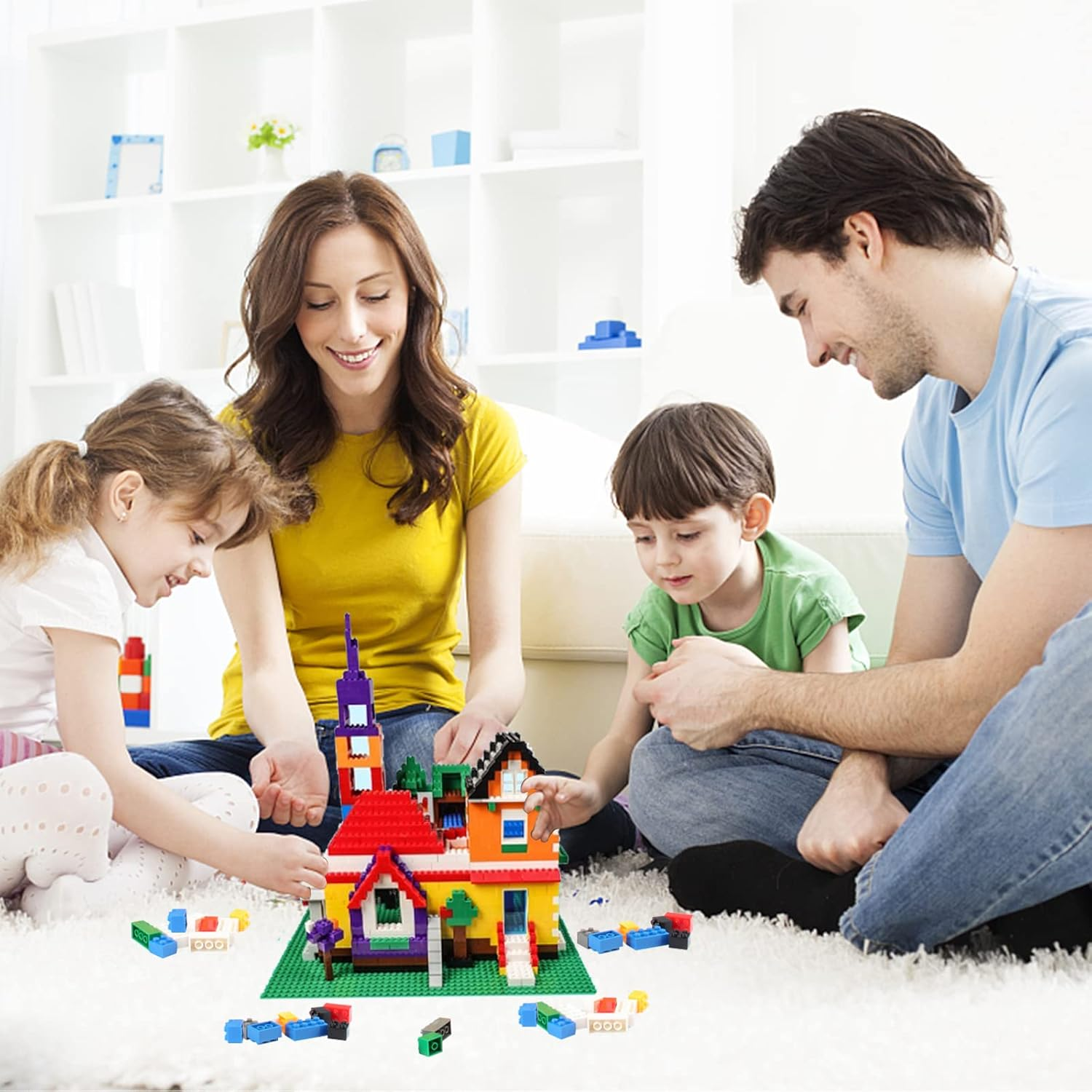 Shinefinder 8 Plate Set Building Plates Compatible with Most Brands, Rectangular Base Plates 25.6 X 12.8 Cm with 16 X 32 Nubs for Creative Play (Sand, 25.6 X 12.8 Cm) image number 6