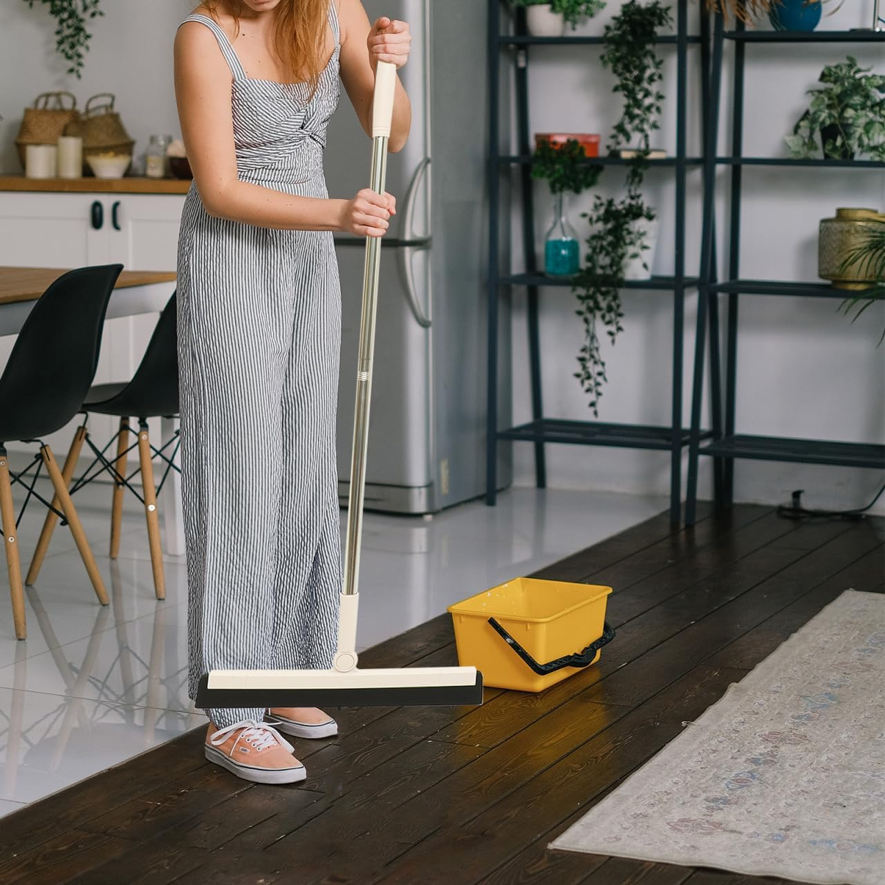 ULTECHNOVO Floor Squeegee 106 CM, Metal Long Handle, Shower Squeegee for Washing Drying Bathroom Remove Dog Hair Windows Scraper image number 1