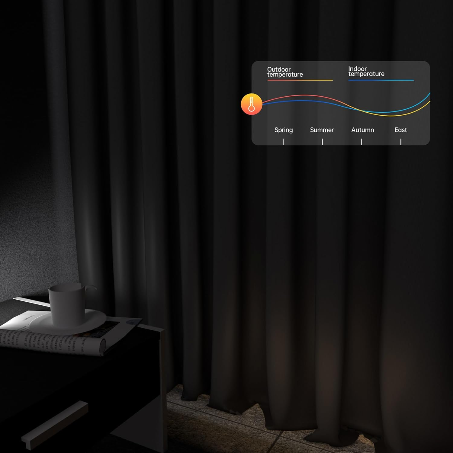 Hoeflife Room Divider Curtains, Blackout Ceiling Track Curtains with Hook Sound Proof Floor Curtains Perfect for Ceiling Mount Curtain Tracks Wall Divider for Room Separation (Black, W120 X H96) image number 3