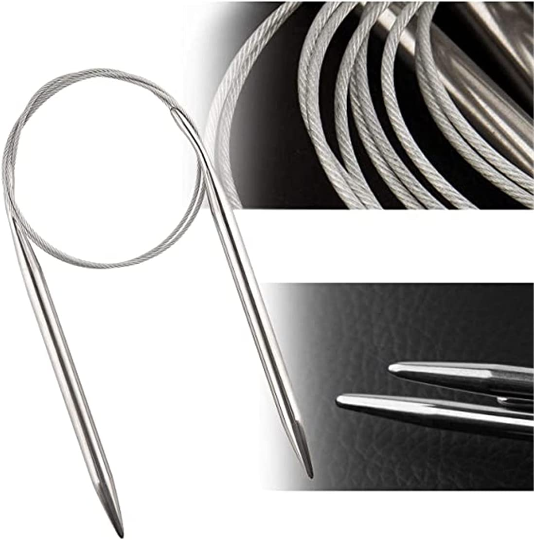 PENGQIMM Stainless Steel Circular Knitting Needles Set, 9 Pieces 2.5Mm - 10Mm Circular Knitting Needles Flexible Sweater Needle with Wire, round Crochet Knitting Needle for Weaving Hat Sweater image number 6