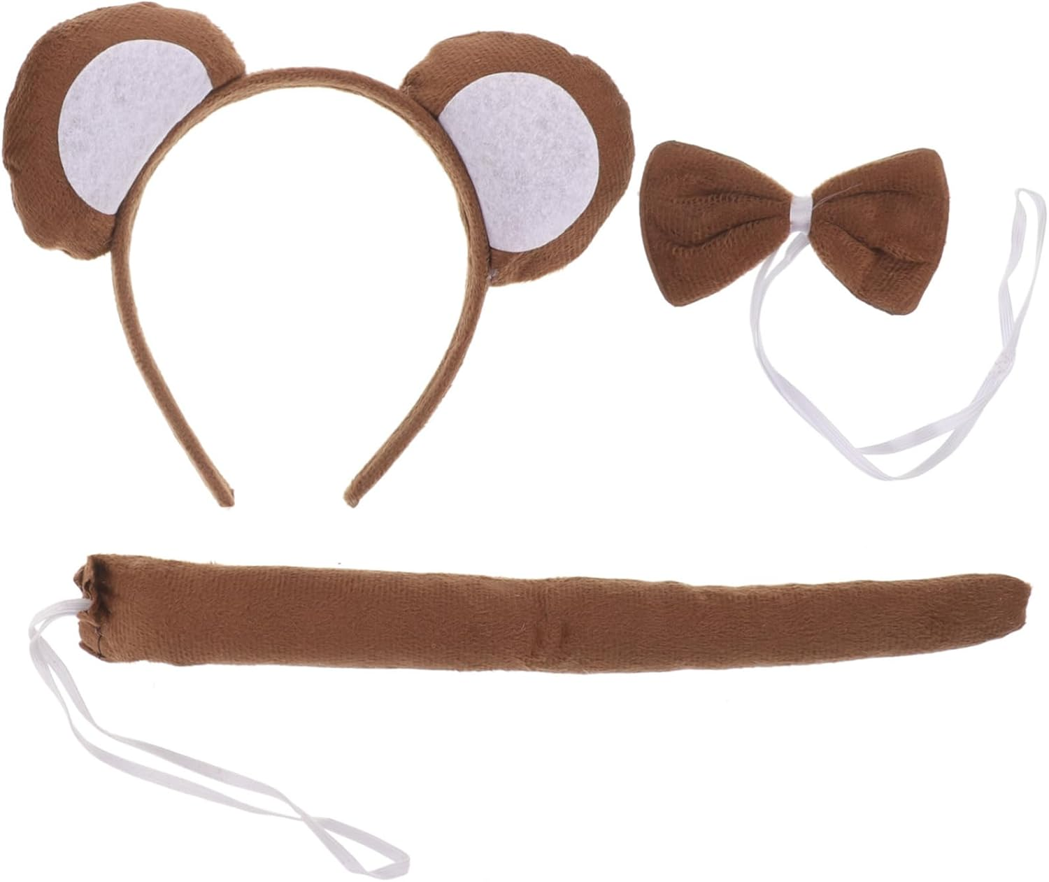 Minkissy 3Pcs Cartoon Animal Dress up Set for Boys and Girls Includes Monkey Headband Bow Tie and Fun Monkey Tail for Costume Party and Jungle Theme Party Decorations image number 3