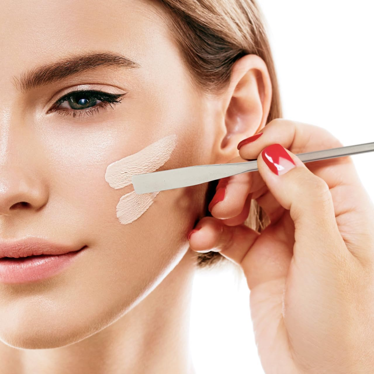 MOTHNUR 5Pcs Makeup Mixing Spatula Set - Stainless Steel Foundation Blush and Lipstick Cosmetic Stirring Rods for Makeup Artists & Nail Art