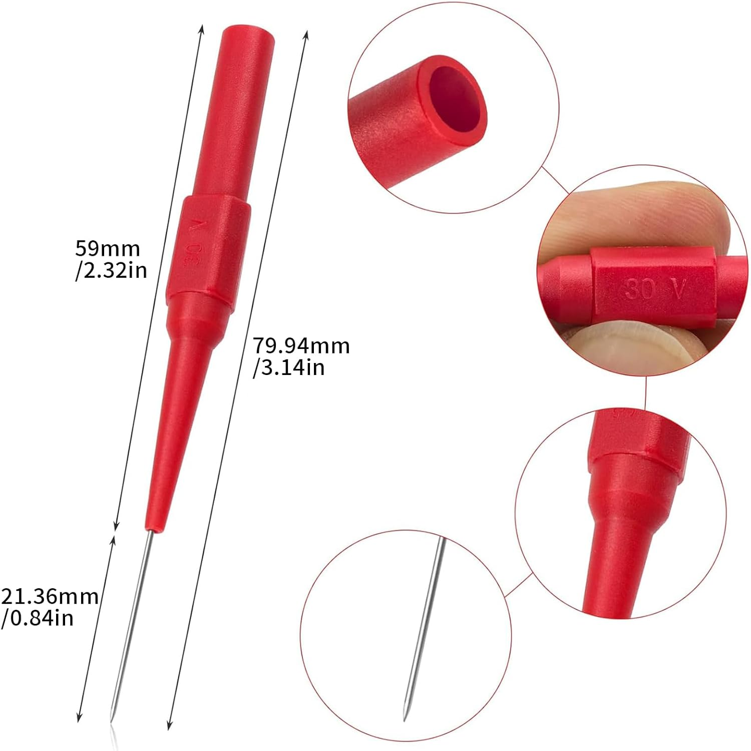 Snokay 10 Pcs 0.7Mm Insulated Piercing Needle Test Probes Pins, Stainless Steel Multimeter Probes for Banana Plug Sockets, Electrical Testing, Automotive Diagnostics, and Car Repair image number 1