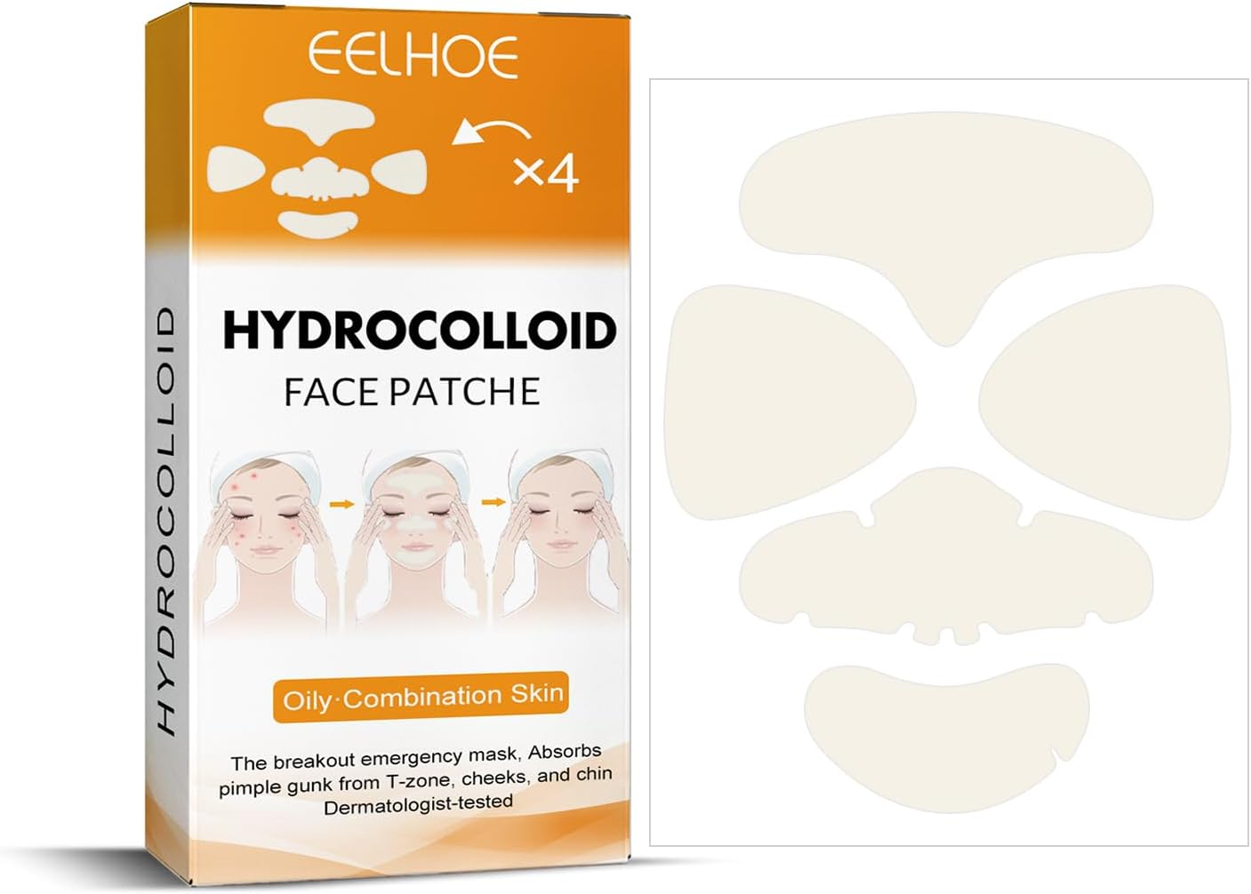 Pimple Patches for Face,Hydrocolloid Surface Patches for Forehead,Nose,Chin and Cheeks,Large Acne Treatment Patches for Pimple Extraction and Clean Pores,Hydrocolloid Acne Patches for Acne Skin image number 1