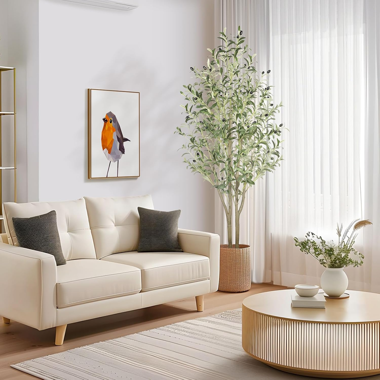 Alupssuc 5FT Artificial Olive Tree, Fake Olive Tree with Lifelike Olive Leaves, Faux Tree Indoor Outdoor for Home Living Room Bedroom Balcony Corner Office Garden Decor, 150Cm image number 6