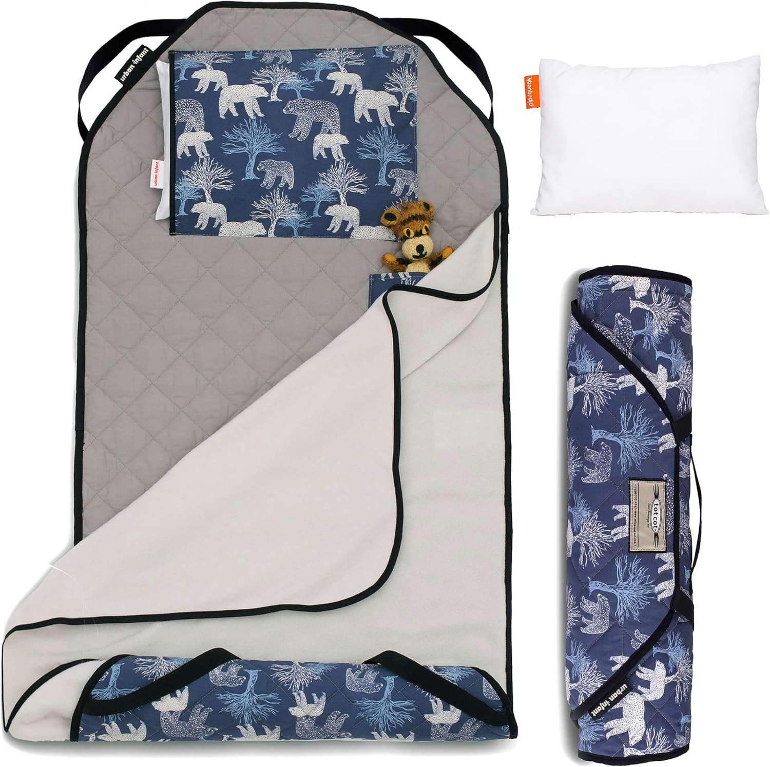 Urban Infant Tot Cot Kids Nap Mat - Toddler Preschool Daycare Bedding Cover with Blanket and Pillow