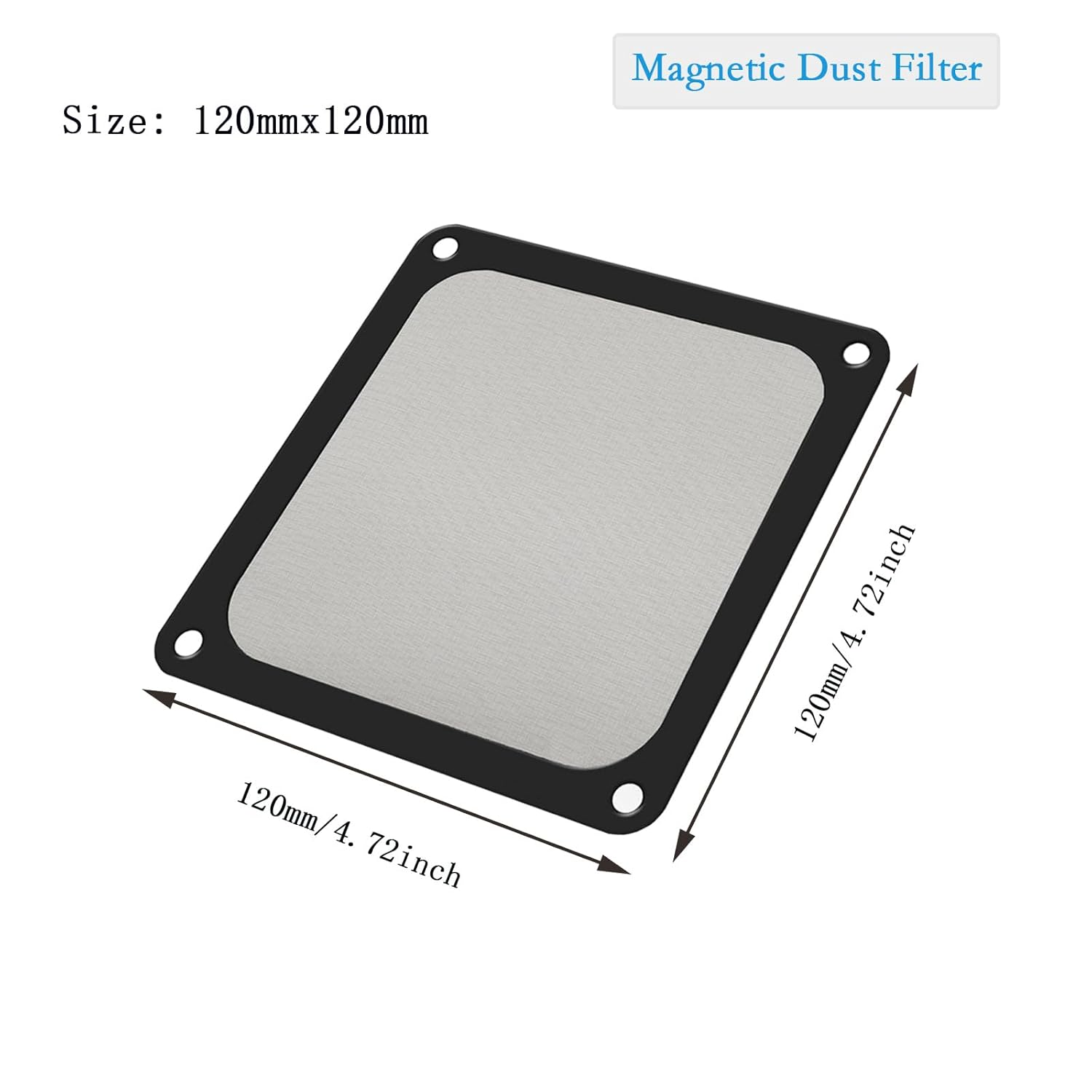 120Mm Fan Filter PC Dust Filter,120 X 120Mm Mesh Magnetic Frame Dustproof Case Cover Fan Grills, for Computer Cooler Routers,12Cm 5Pcs Black image number 6
