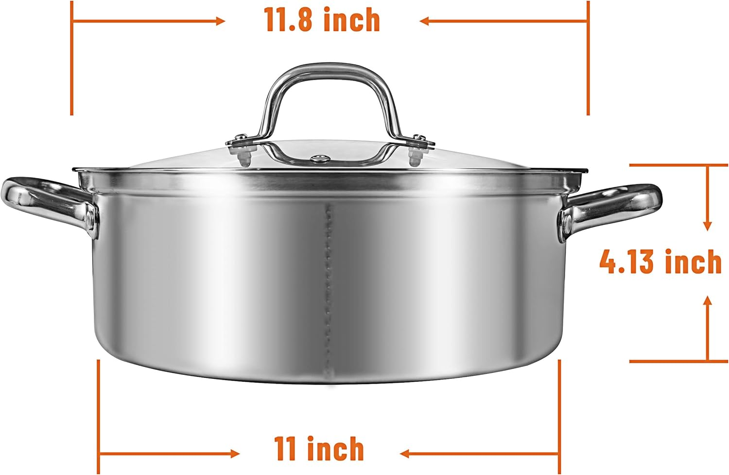 Mylifeunit Shabu Shabu Pot, 4.5 Qt 304 Stainless Steel Hot Pot with Divider, 11.8 Inches Soup Cookware for Induction Cooktop, Gas Stove image number 5
