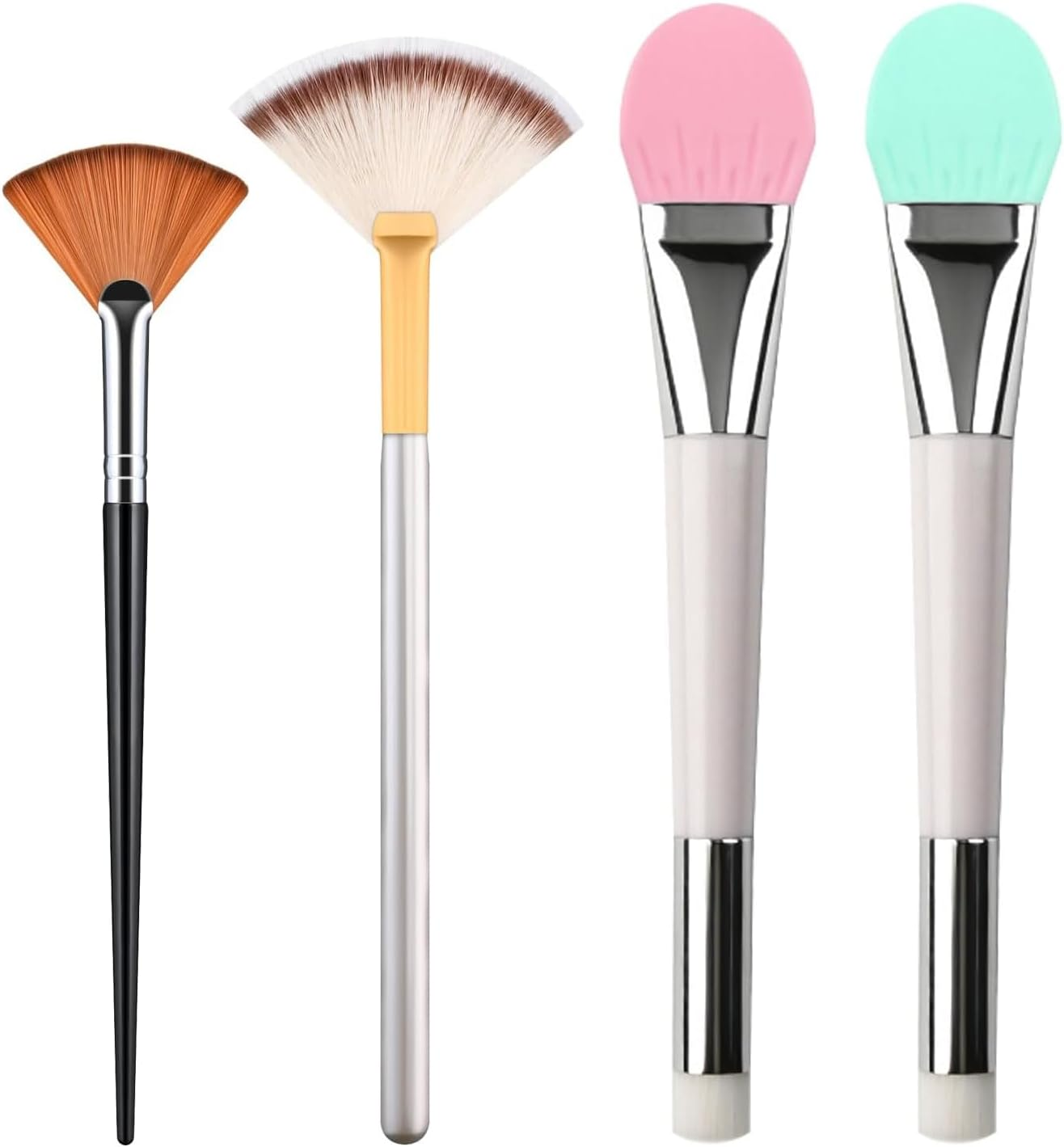 Lexziuo 4PCS Double-Headed Silicone Face Mask Brush &ndash; Soft Fan Brush for Facial Mud, Cream & Lotion Application &ndash; Makeup & Skincare Tool with Nose Massager image number 4