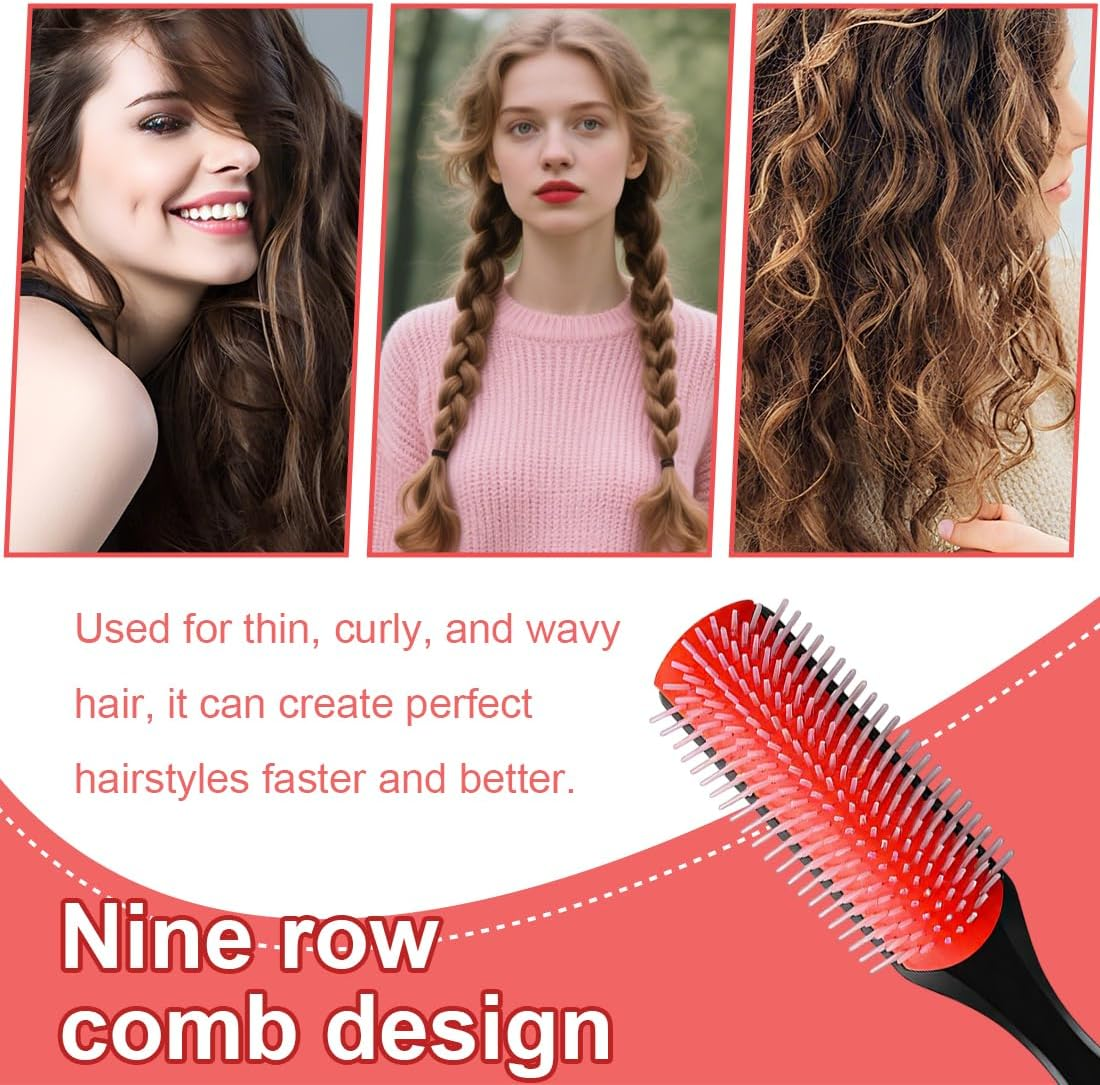 LQIOACU 1 Piece Hair Brush without Pulling, Comb Hair Brush for Tangle Curls, for Wet or Dry Curly Hair, 9-Row Brush for Detangling, Separating and Shaping image number 5