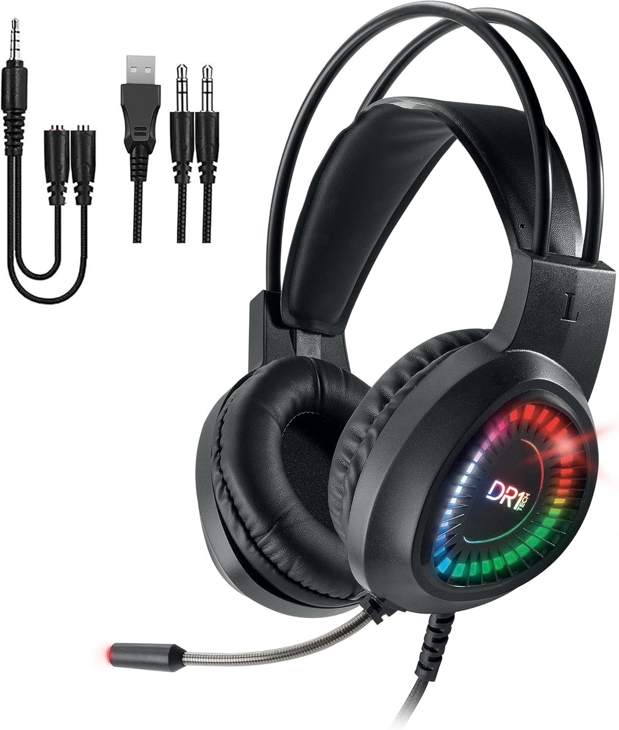 DR1TECH Blackjack+ Gaming Headphones with Cable and Microphone for PS5 Console [3D Audio], PS4, Xbox and Smartphone - 40 Mm over Ear Headphones Driver with Audio Stereo (Full Immersion) image number 5