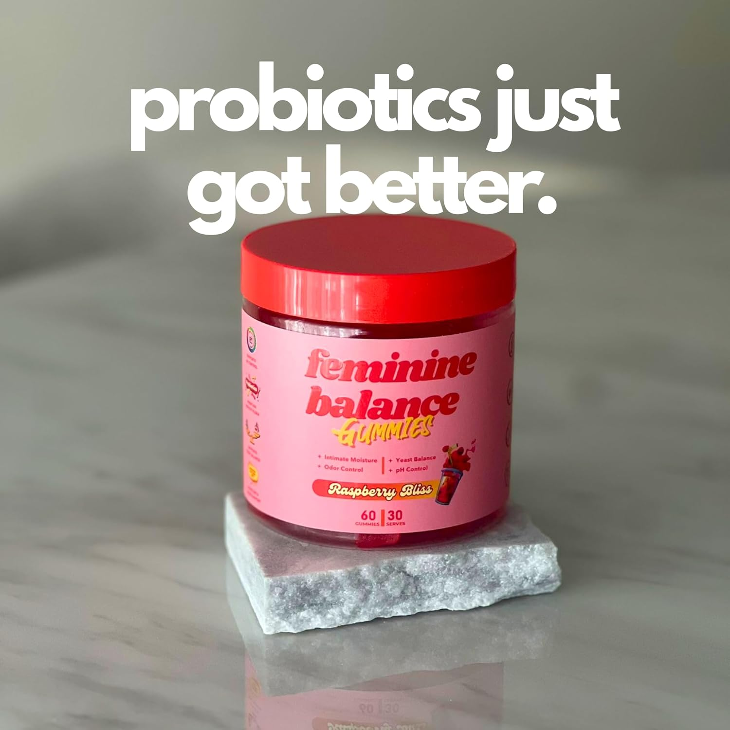 Feminine Balance Gummies for Women &ndash; Vaginal Probiotic Gummy Supports Women'S Balance and Wellness &ndash; Women&rsquo;S Daily Health Supplement - Raspberry Flavour 60 Gummies 30 Serves image number 3