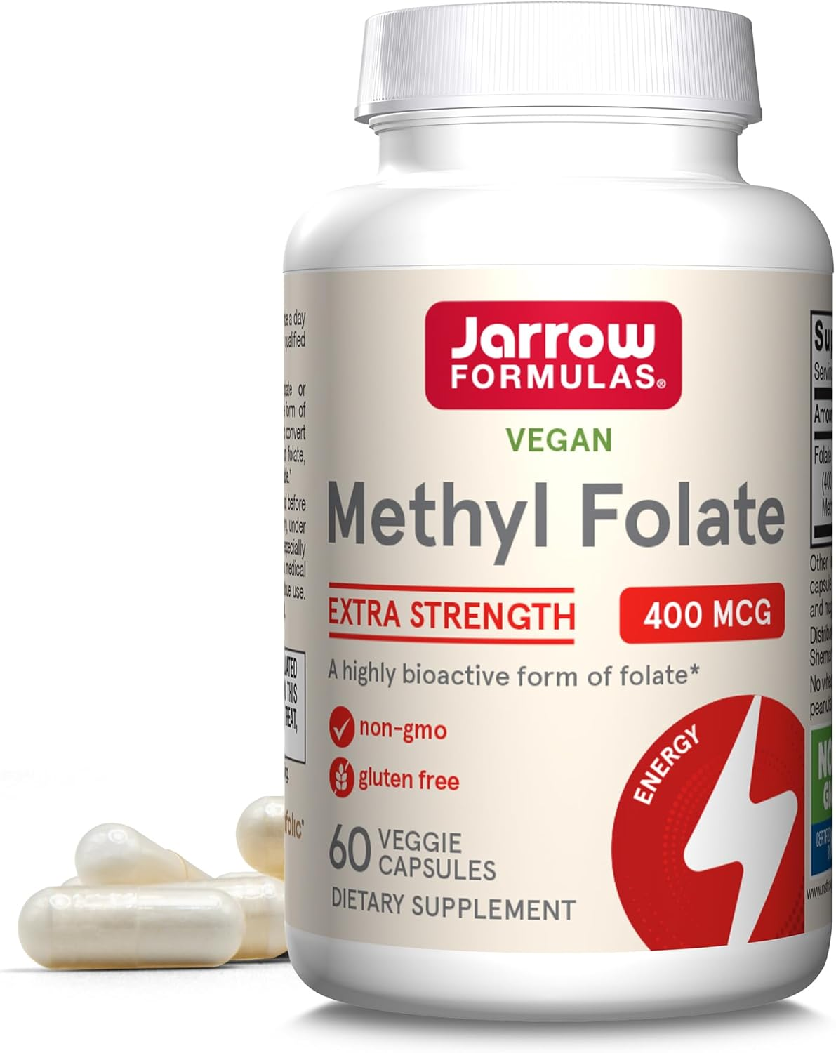 Jarrow Formulas Methyl Folate 5-MTHF, Supports Brain, Memory, Cardiovascular Health, 400 Mcg, 60 Caps image number 4
