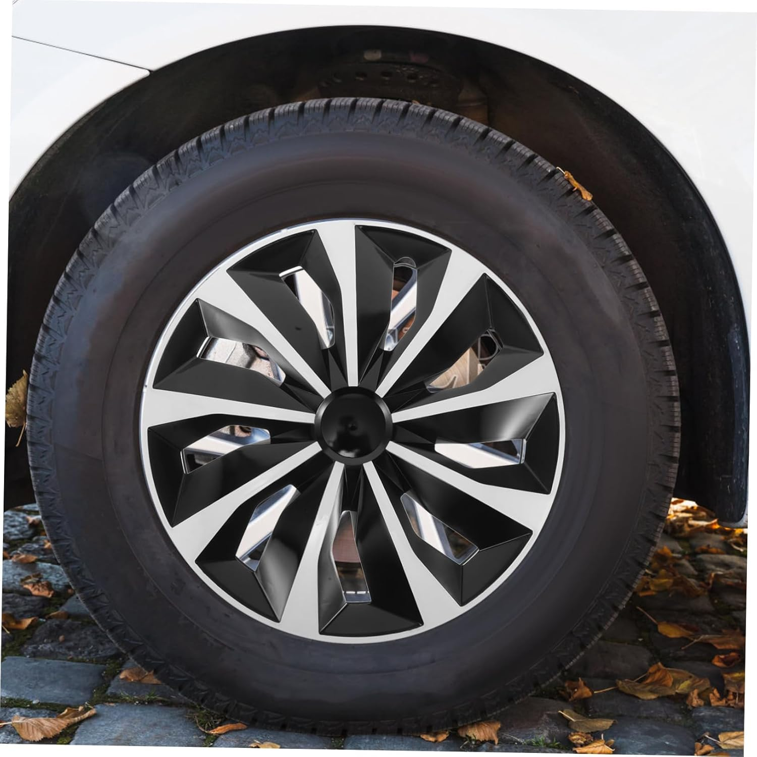 15-Inch Universal White Automotive Wheel Cover Hub Cap Sturdy Steel Rim Protector for Car Wheels Replacement Center Hub Caps Suitable for Vehicle Hubcaps