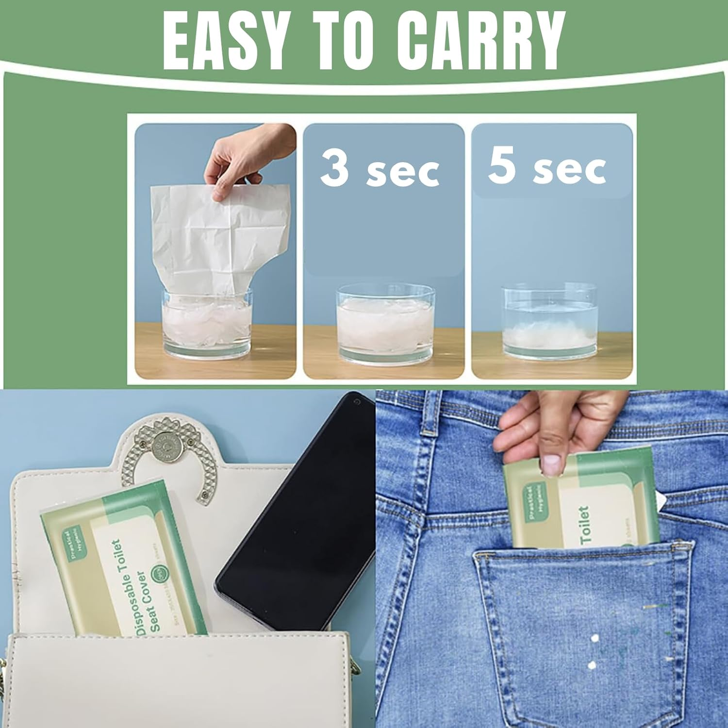 Toilet Seat Cover - Portable Toilet Seat Paper Covers, JOMWEN Disposable Flushable for Bathroom Travel Camping Hotel Essentials,Sticker Free, 5 Pack of 50 image number 3