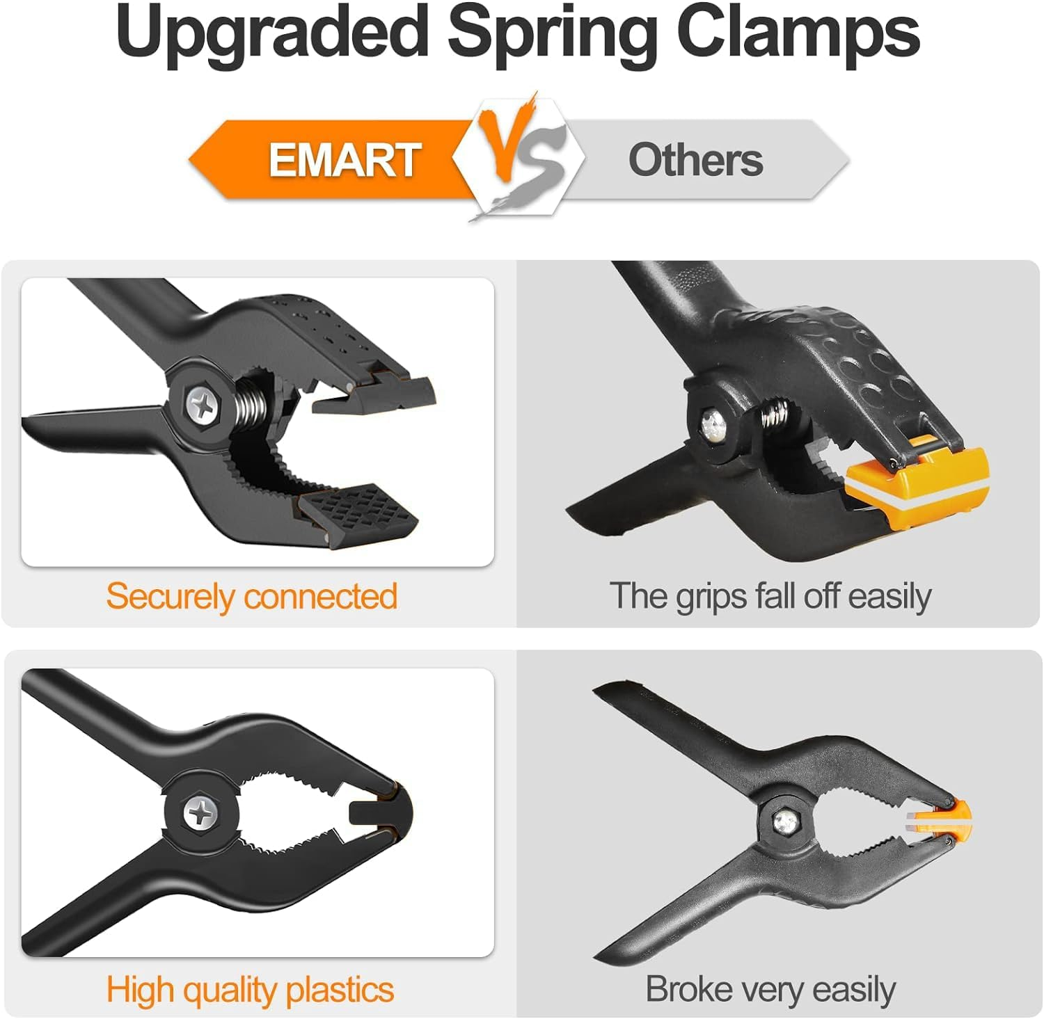 EMART 6 Pack Heavy Duty Muslin Spring Clamps, 4.5 Inch Photo Booth Backdrop Clips for Photography Studio - Black - Black image number 4