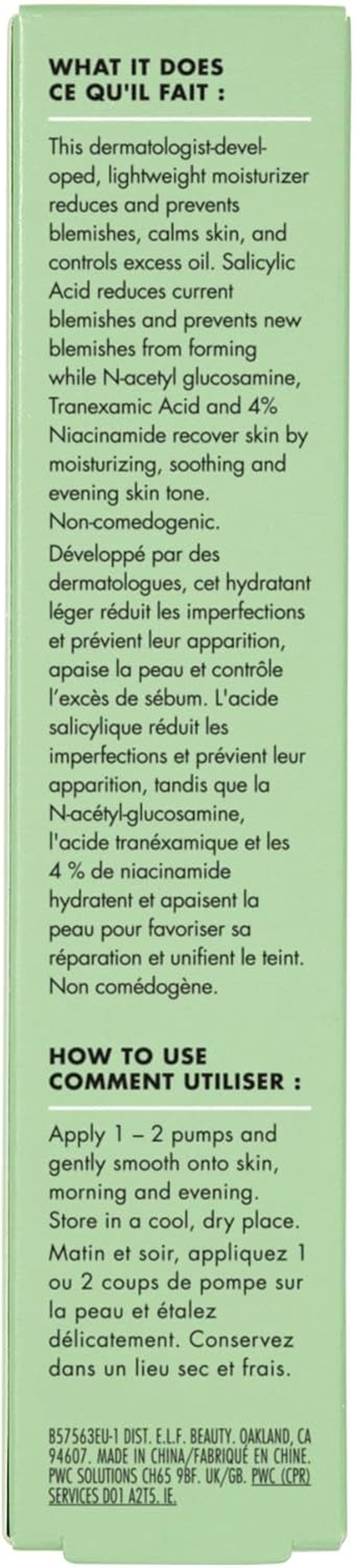 E.L.F. SKIN Blemish Breakthrough Calming Water Cream, Lightweight Blemish-Fighting Face Moisturiser, Prevents New Blemishes & Calms Skin image number 4