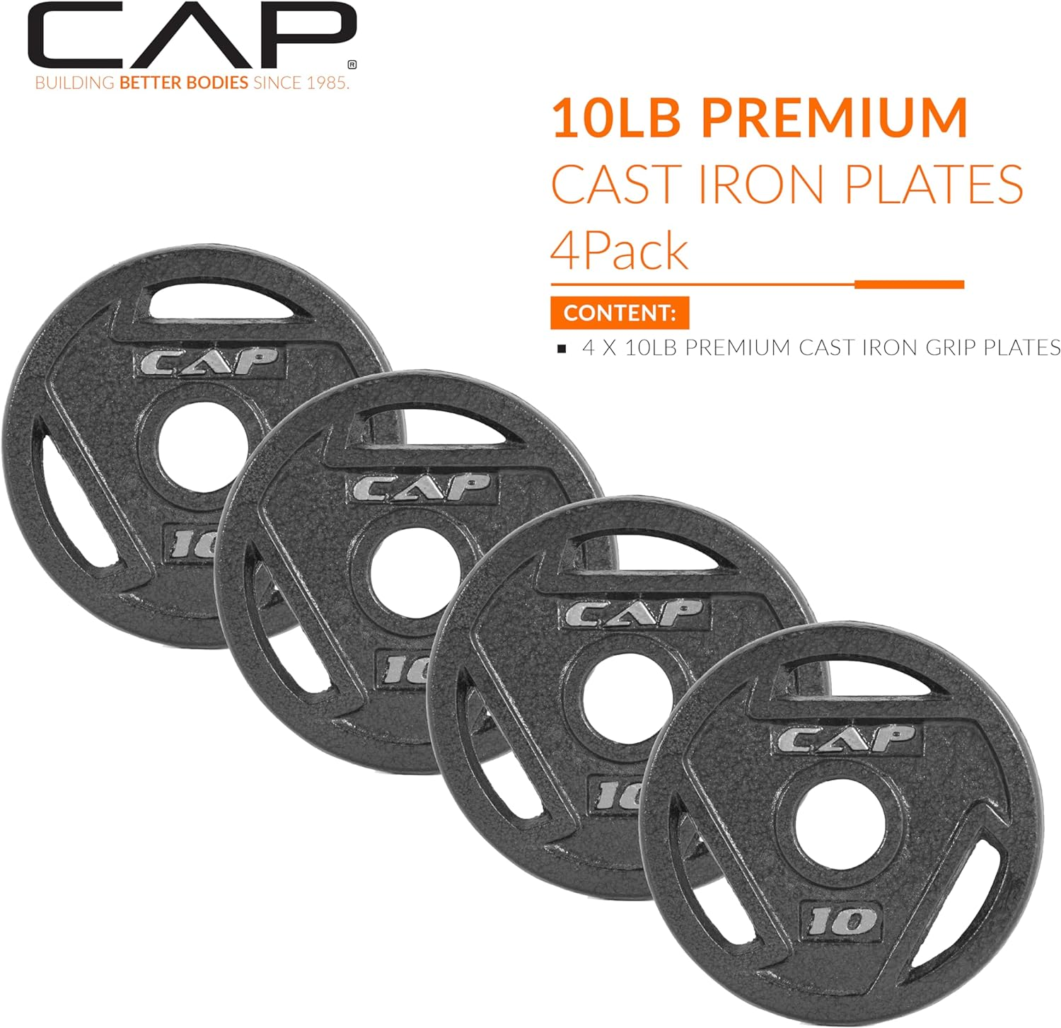 CAP Barbell Olympic Grip Weight Plate Collection - 10 Lb, Set Of 4,Black image number 4
