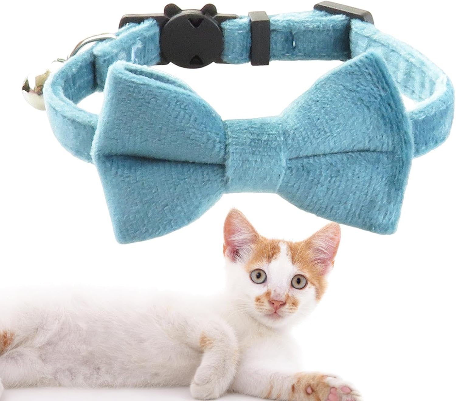 Cat Bow Tie Collar with Bell, Adjustable Cat Dog Collar with Detachable Bell Breakaway Cat Collar Comfortable Safety Pet Collar for Pet Kitten Puppy Dogs Apparel Accessories Lovely Collars for Home image number 3