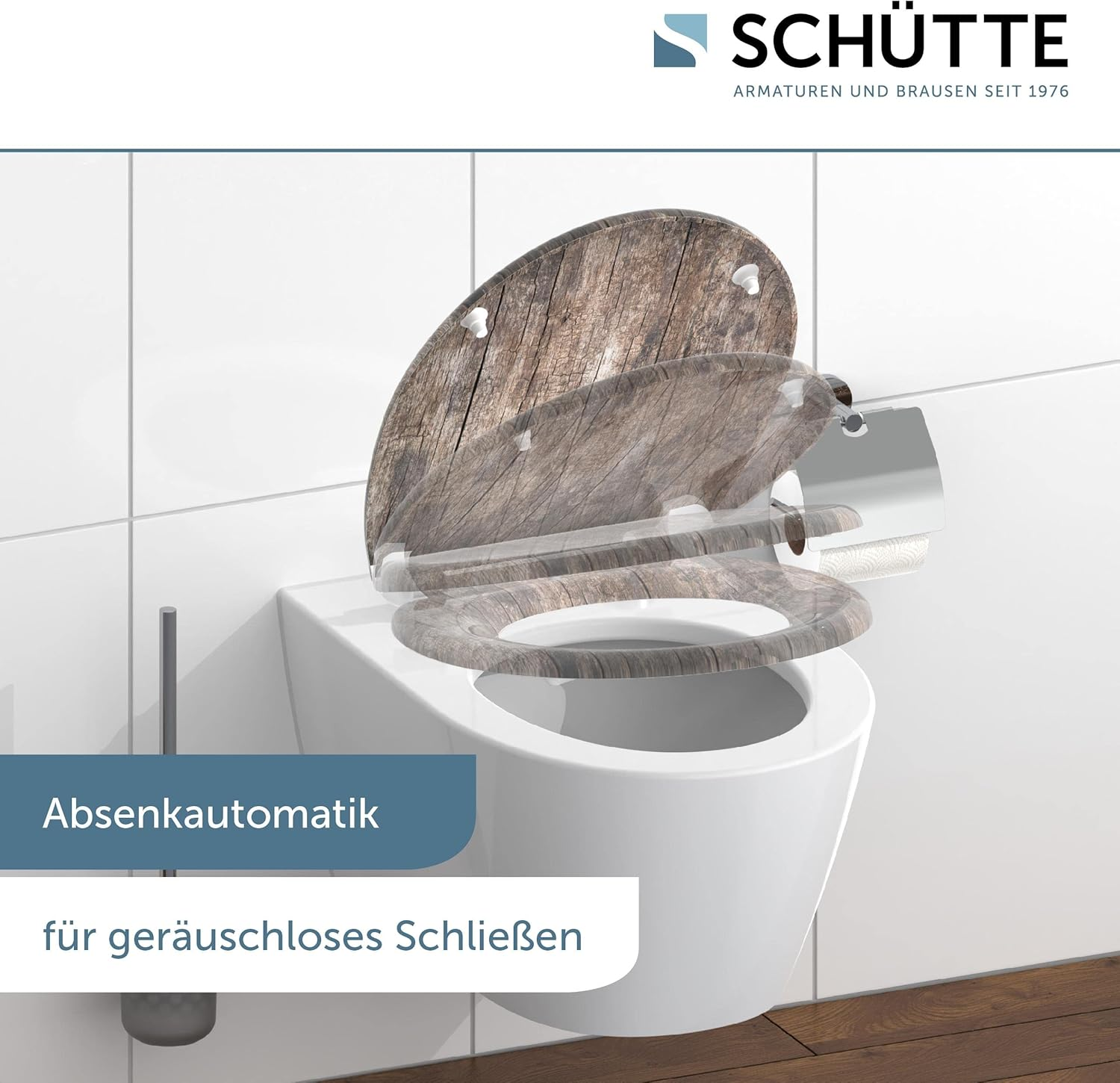 SCH&Uuml;TTE Duroplast Old Wood 82368 Toilet Seat with Soft-Close Mechanism and Quick Release for Easy Cleaning Maximum Load of Toilet Seat 150 Kg Wood Effect Motif - Carribean image number 2