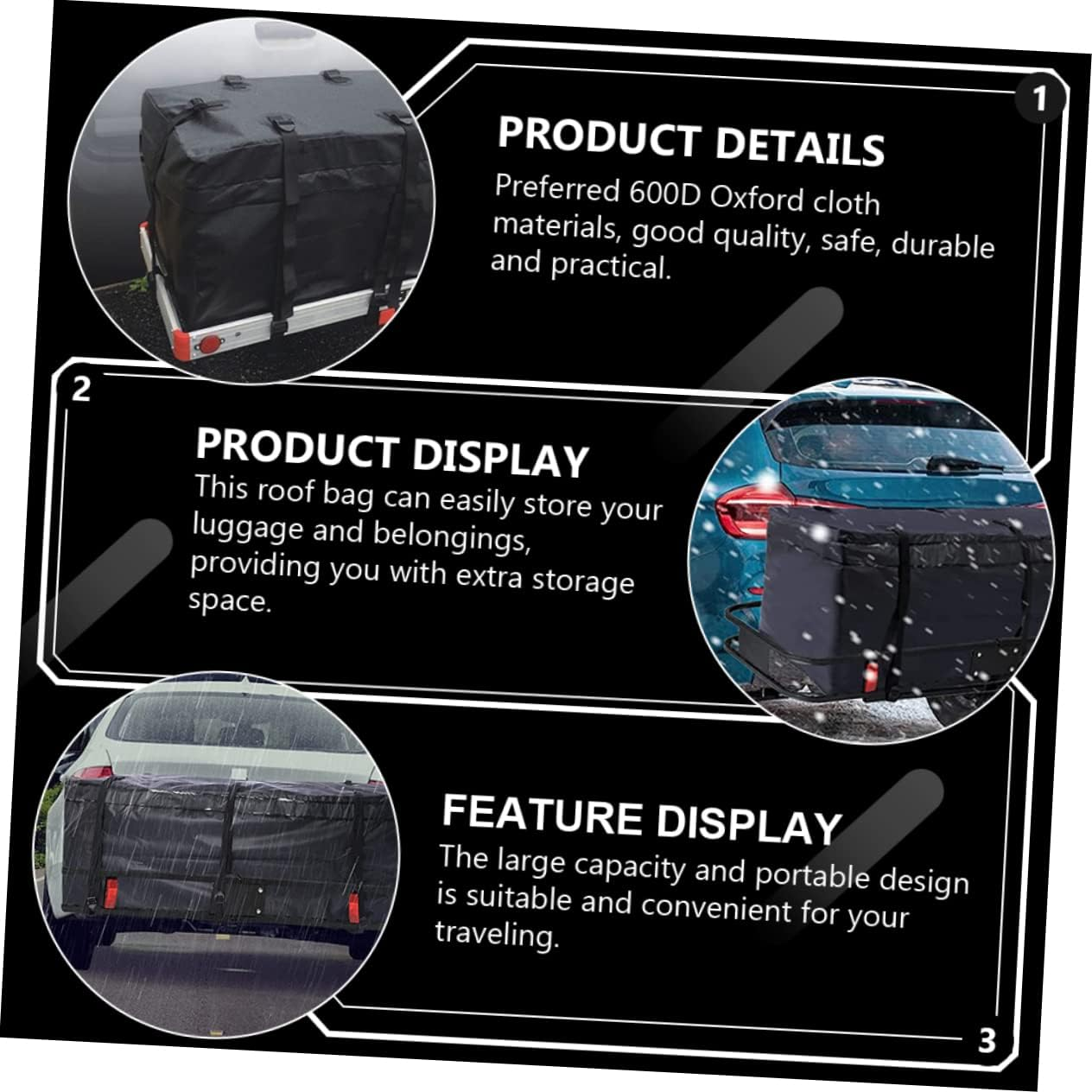 SOLUSTRE Luggage Bag Closure Car Roof Bag Vehicle Cargo Holder for Travel and Outdoor Use image number 1