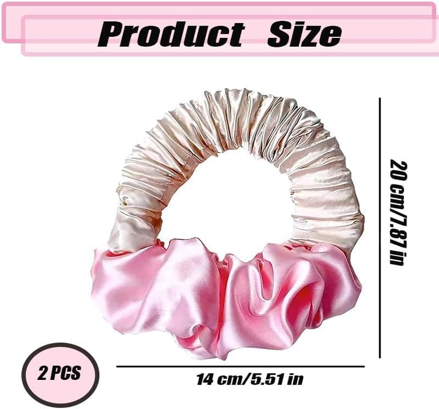 Lazy Scrunchie Hair Curler Hairband, 2Pcs Heatless Curling Silk Curling Scrunchie,Soft Sleep Tie Scrunchie Silk Lazy Rollers,Heatless Hair Curler to Sleep in Scrunchie,Soft Heatless Curling Scrunchie image number 3