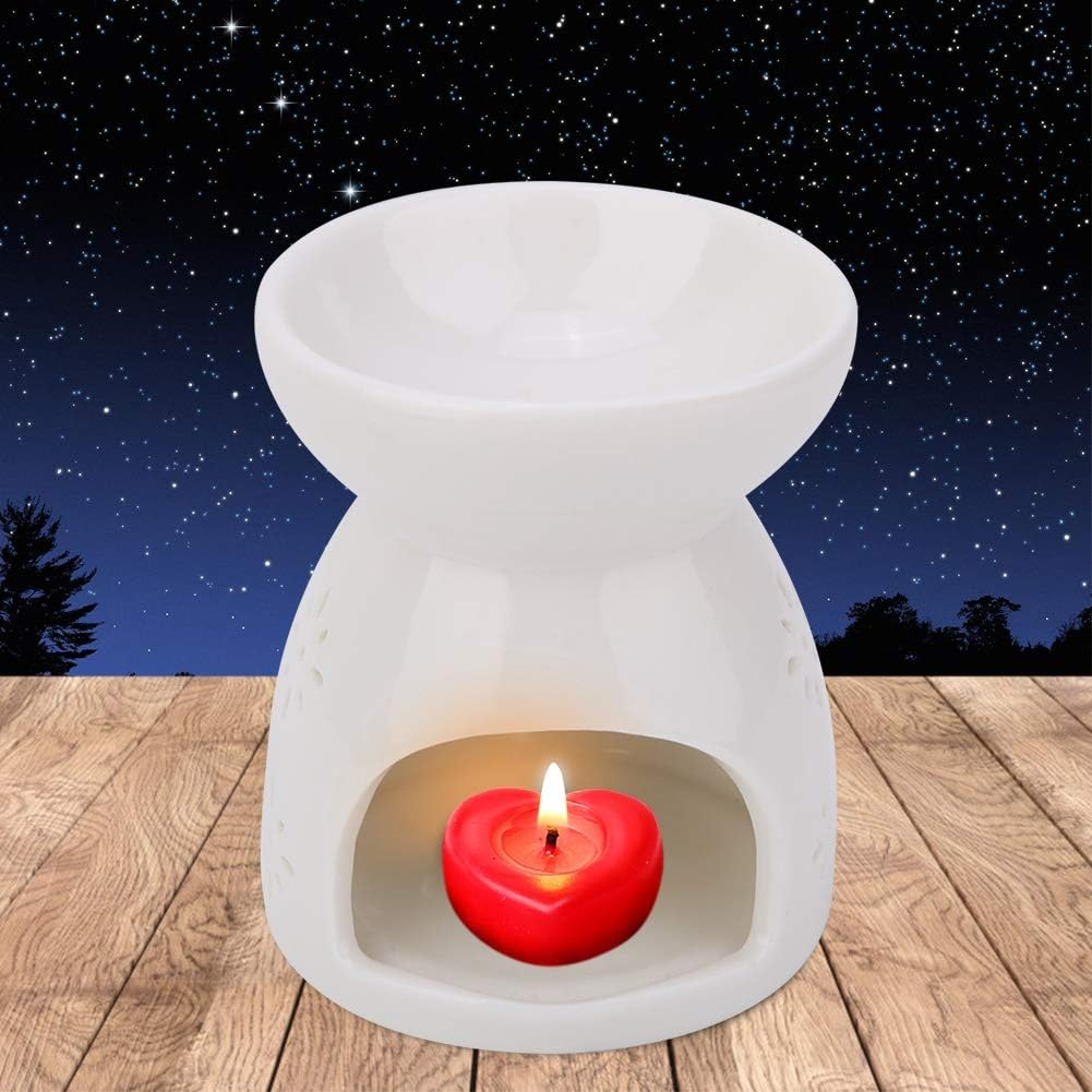 Ceramic Oil Burner, Aroma Lamp, Night Fragrance Lamp, Tea Light, Candle Holder, Oil Burner, Aroma Diffuser, Night Oil Burner, Candle Holder, Aroma Burner for Salon, Bedroom (Flowers) image number 3