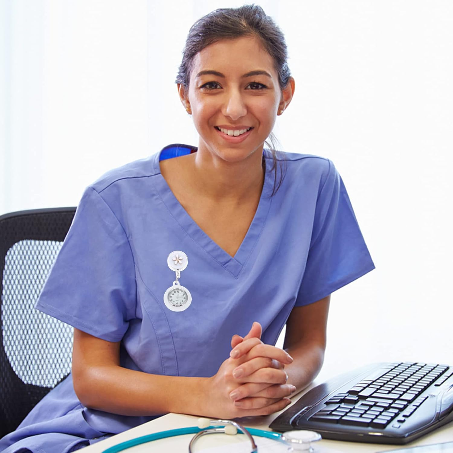 Gatuida Decorative Fob Watch with Glow in the Dark Feature - Stylish Hanging Pocket Watch for Nurses, Ideal Birthday for Women image number 4