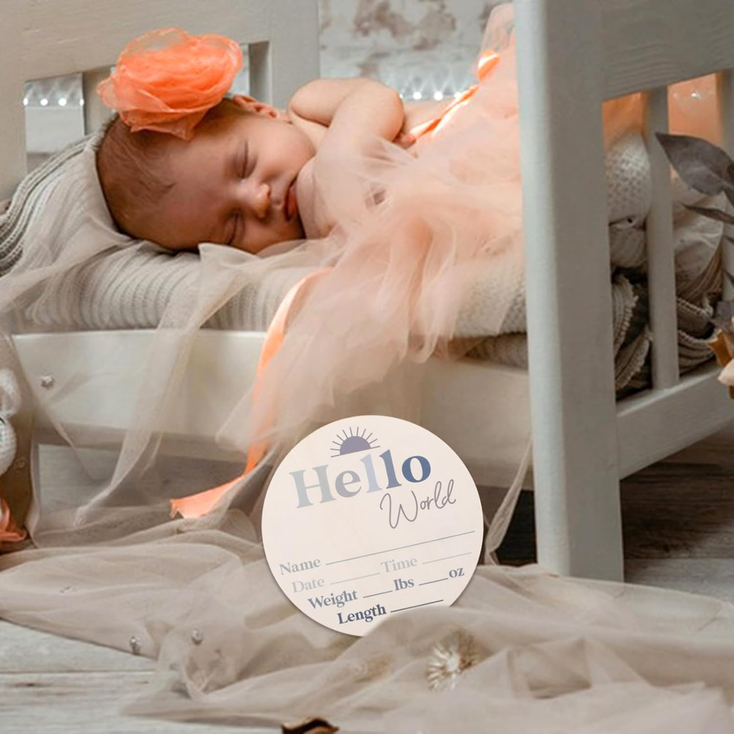 VICASKY Wood Monthly Milestone Disc Growth Commemorative Card Newborn Welcome Sign Photo Cards for Birth Announcement Record image number 4