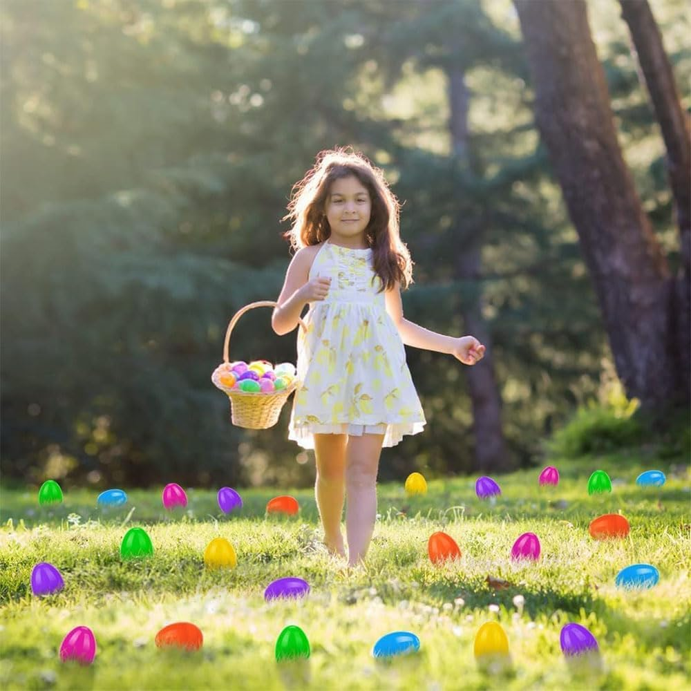 Aufondof 30 Pack Colorful Easter Eggs, 1.57" X 2.36" Plastic Easter Fillable Eggs for Hunt, Basket Stuffers Fillers, Theme Party Favor Decoration, Classroom Prize Supplies, Assorted Colors image number 5