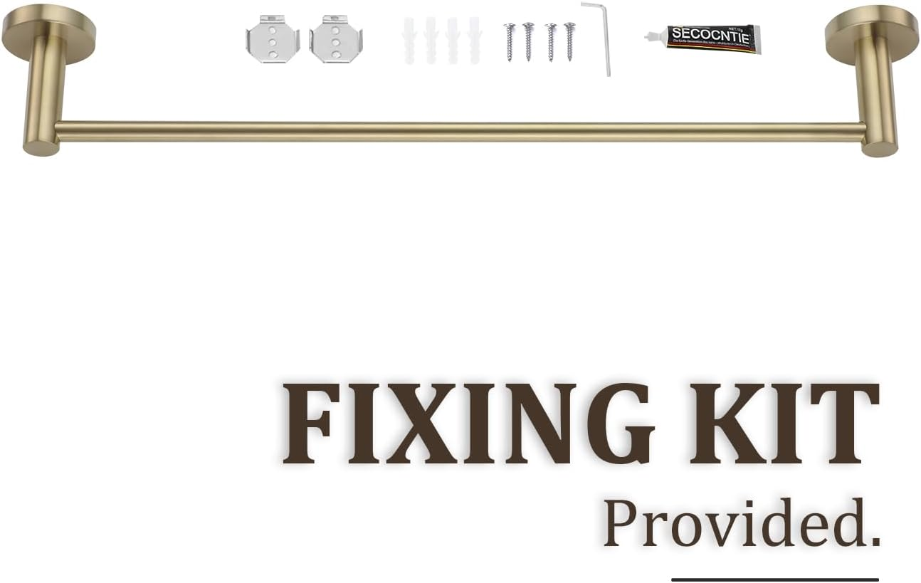 Decaura 600Mm Single Towel Rail, Towel Rack Wall Mounted, Stainless Steel Hand Towel Holder for Bathroom and Kitchen, Drill-Free or Screw-In Installation Gold image number 7