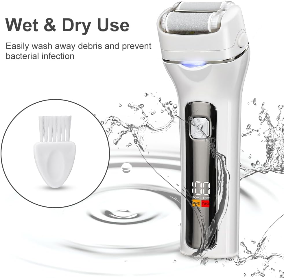 Double Roller Callus Remover Electric with 1 Replacement Roller & 2 Callus Obes, Callus Removal, Electronic Foot Care Callus File with LED Display & Light, 2 Gear Foot Care Device Pedicure Set image number 1