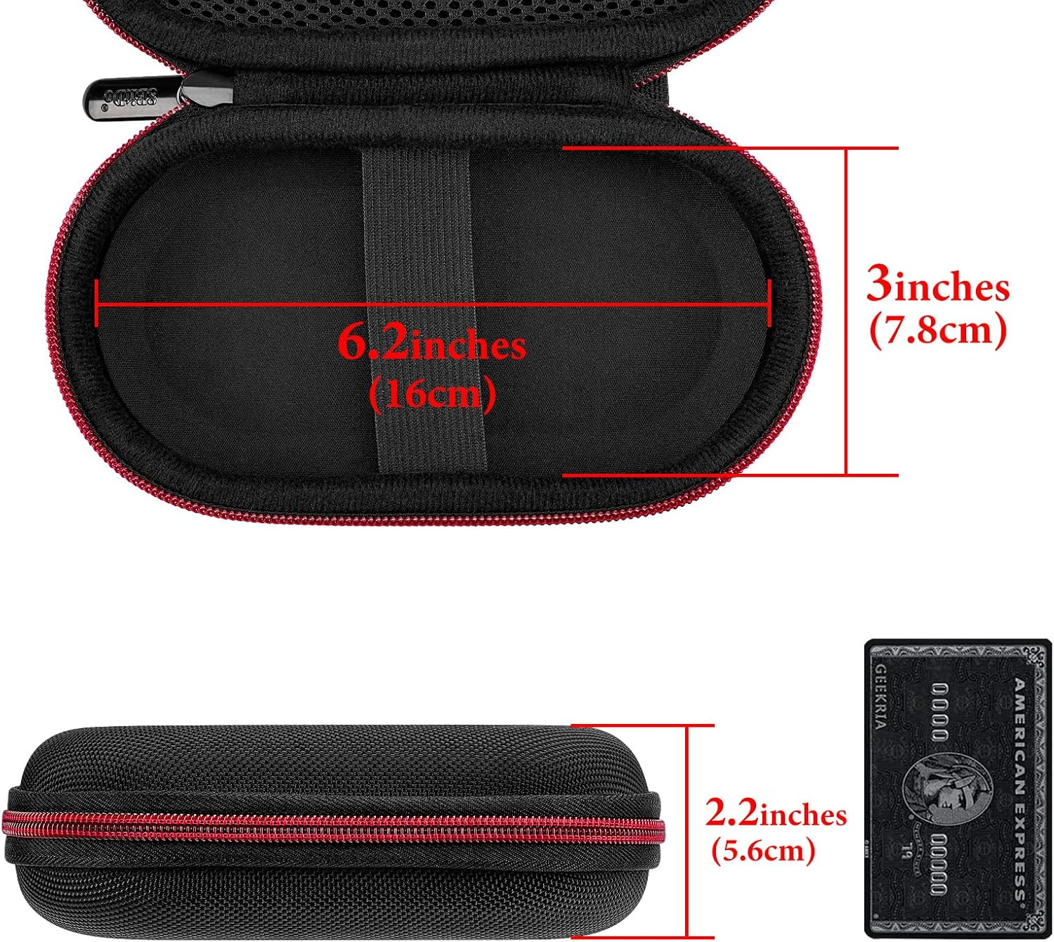 Geekria Carrying Case Compatible with 8Bitdo NEOGEO, M30, SN30 Pro Wireless Bluetooth Controller, Hard Shell Travel Case, Durable Storage Bag (Black and Red) - Black image number 2