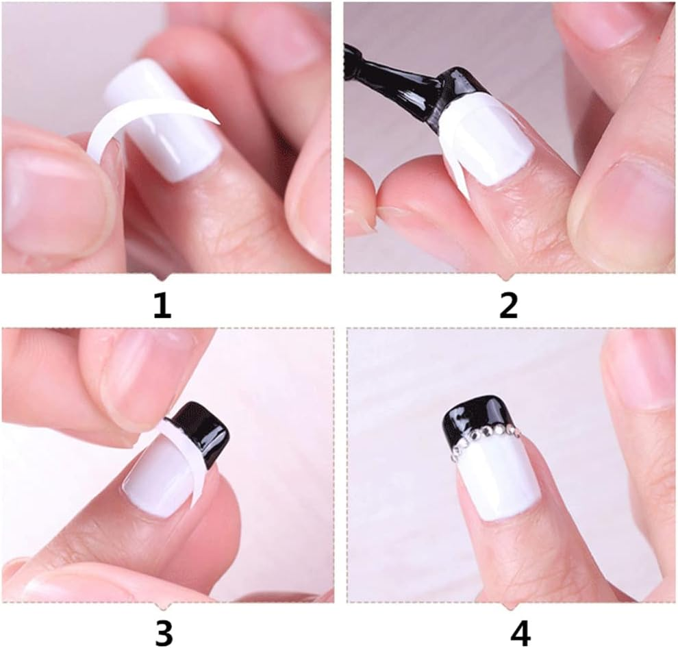 B 48PCS French Tip Nail Decoration Strip Sticker Stencil Guides Manicure Art DIY image number 3