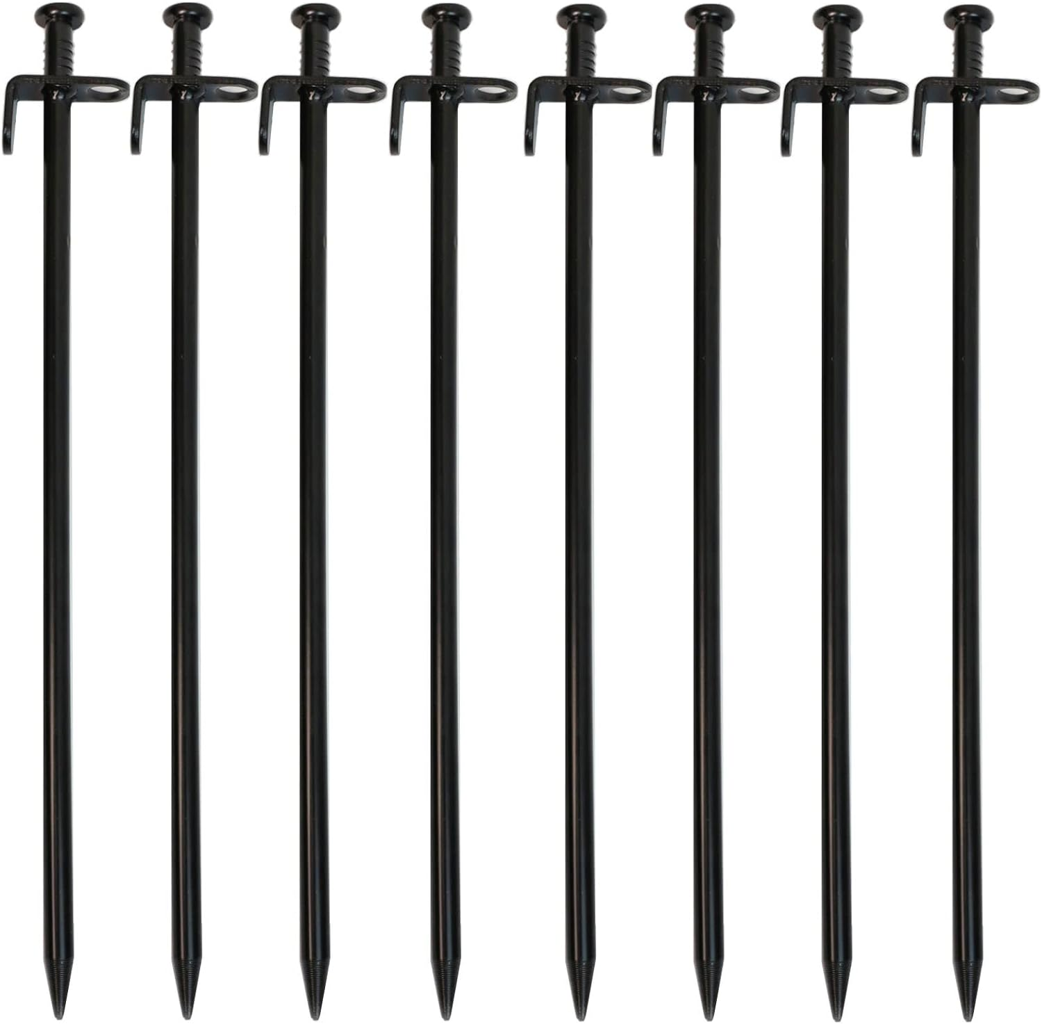 Youguobeier 8PCS Heavy Duty Steel Tent Pegs, 12 Inch Carbon Steel Tent Stakes with Hook and Pointed Tip, Silver image number 3