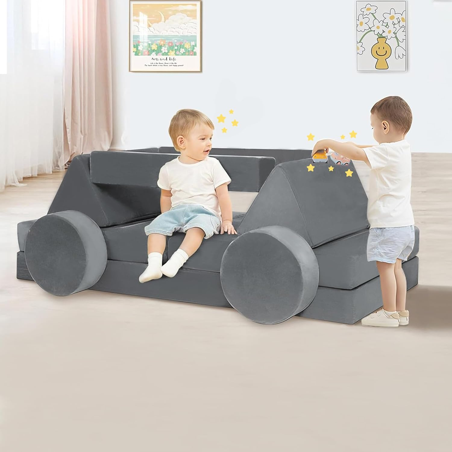 Tubby Modular Kids Play Couch 14 Pcs Toddler Baby Kids Sofa Couch DIY Furniture image number 1