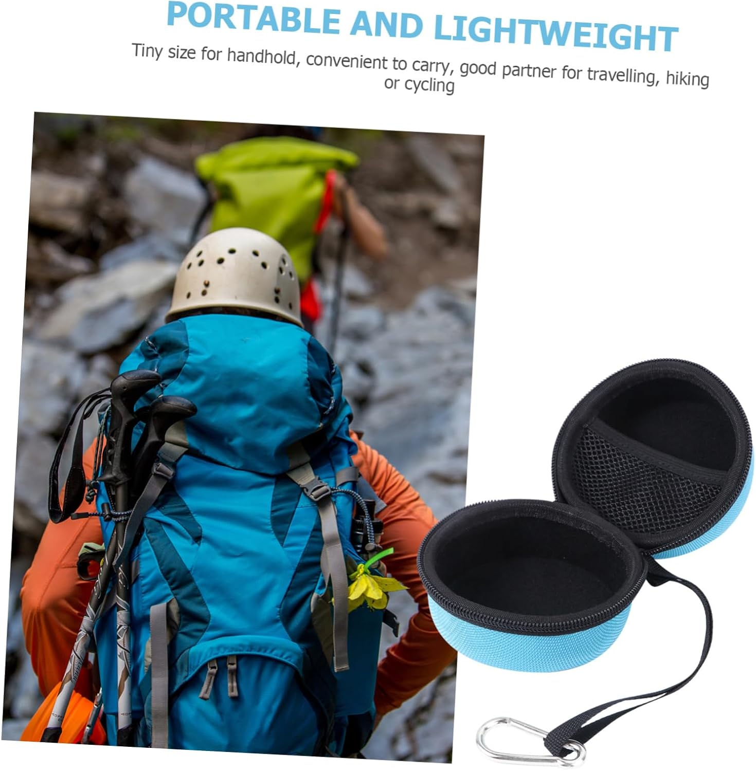 SWOOMEY Nylon Rope Speaker Bag Compression Resistant Scratch Lightweight for Travel Hiking Cycling Zipper Carabiner Random Color - Rosy image number 5